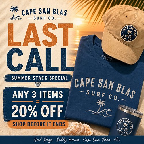 Weekend rule: if you’re already shopping for summer, stack it. Any 3 items. 20% off. Simple as that. Cape San Blas Surf Co. g...