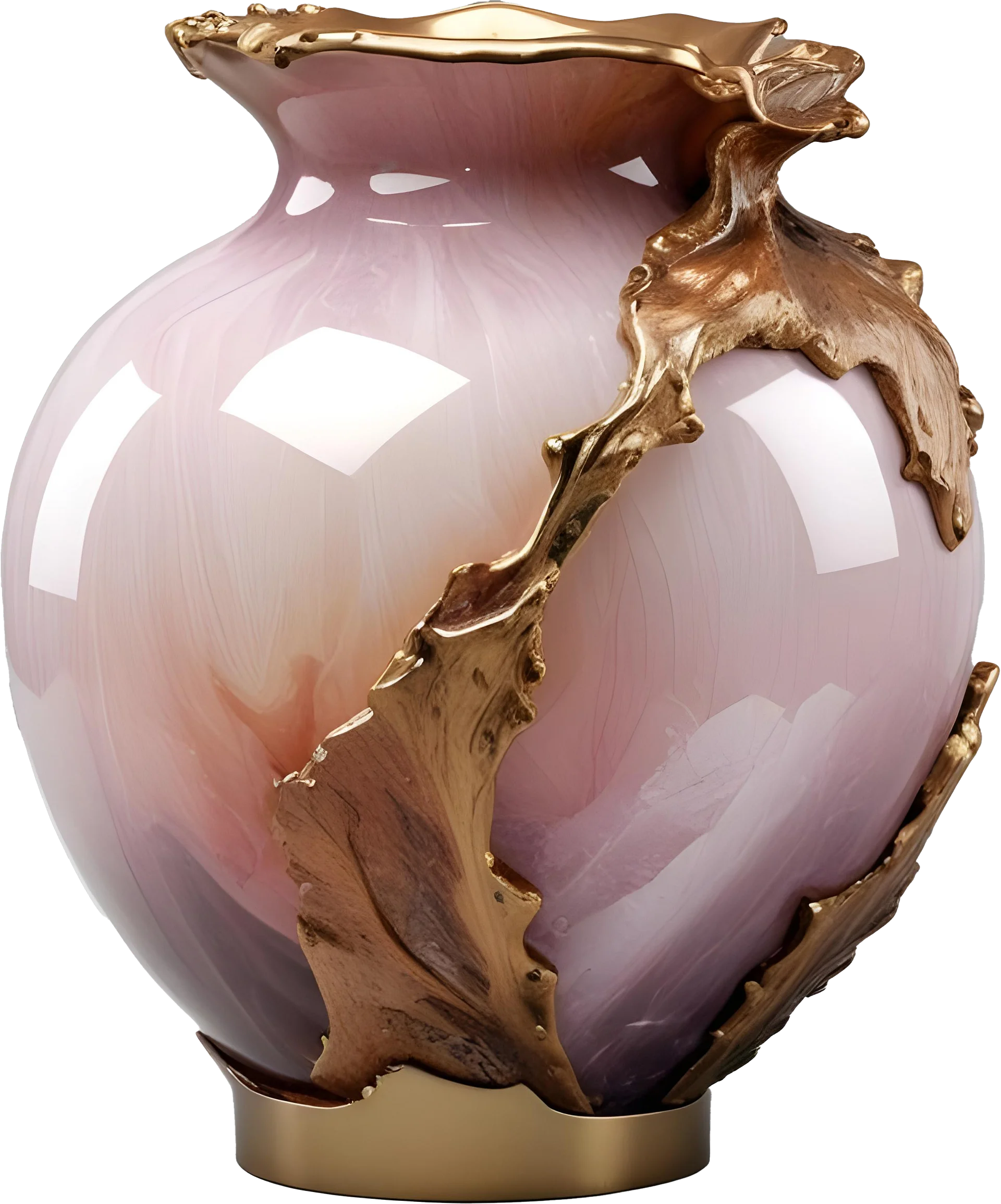 Golden Embrace – Romantic Glass Vase PNG product image (1)