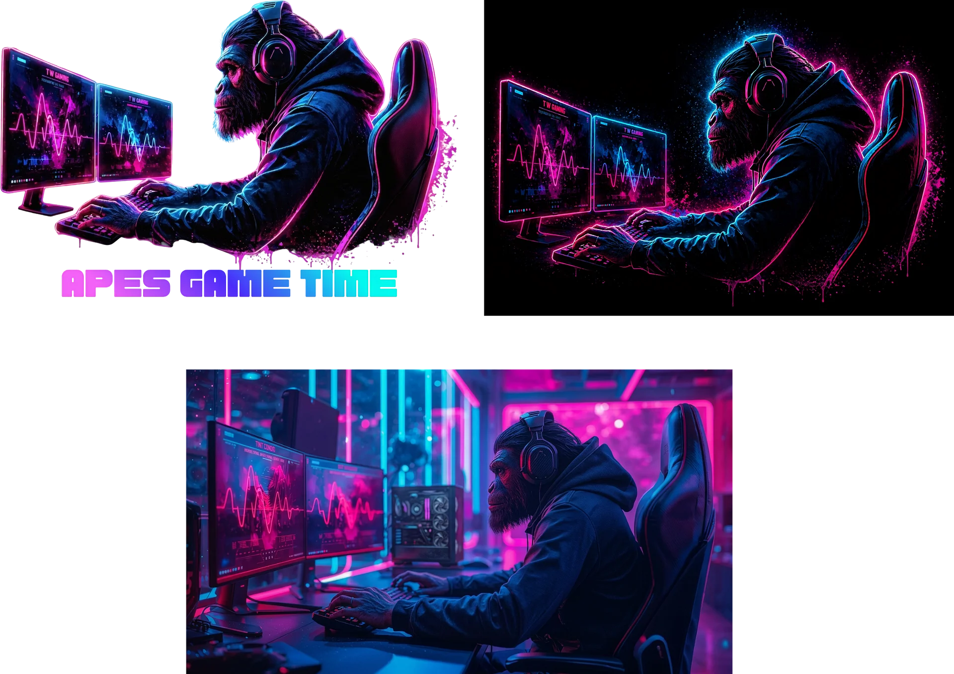 3 x Apes Game Time Desktop Backgrounds product image (1)