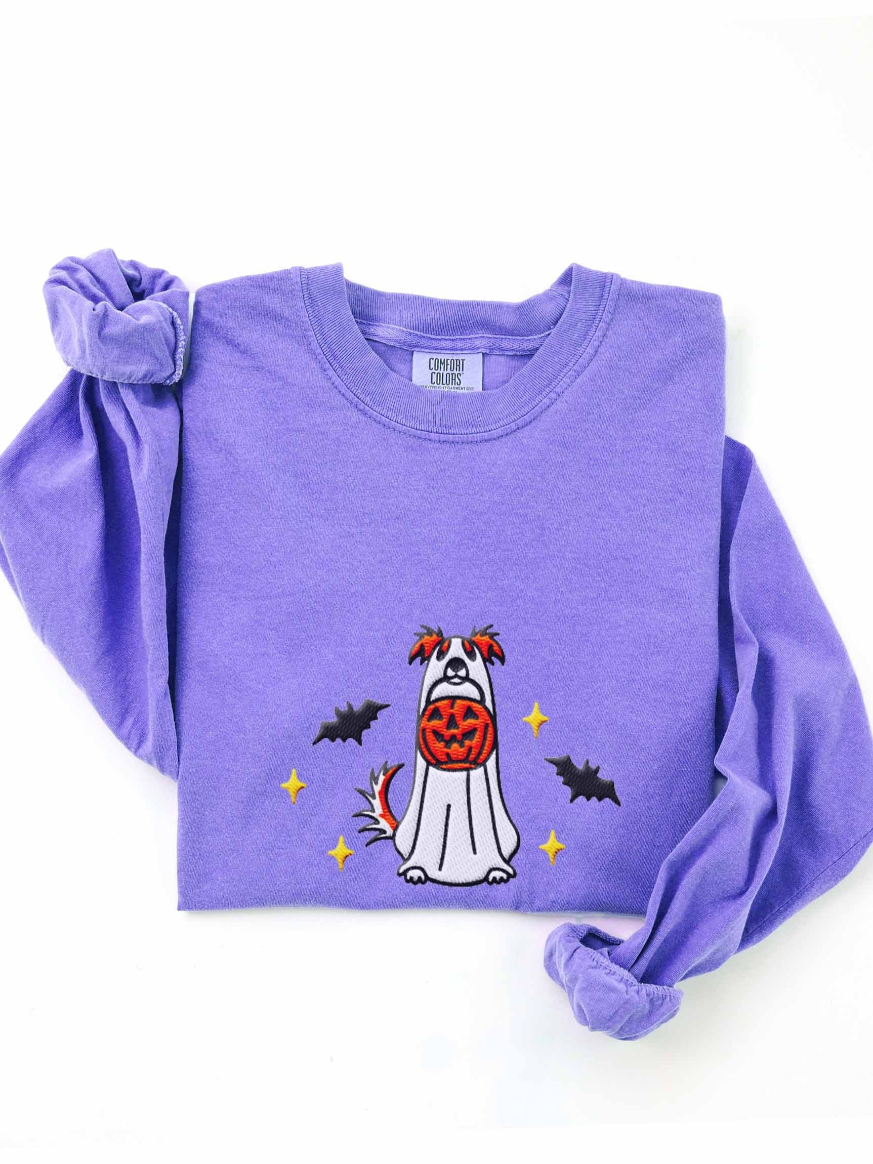 Halloween Borzoi(Red & White) Embroidered Long-Sleeve T-Shirt product image (1)