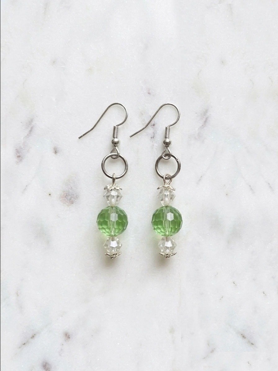 Peridot-Green Crystal Drop Earrings product image (1)