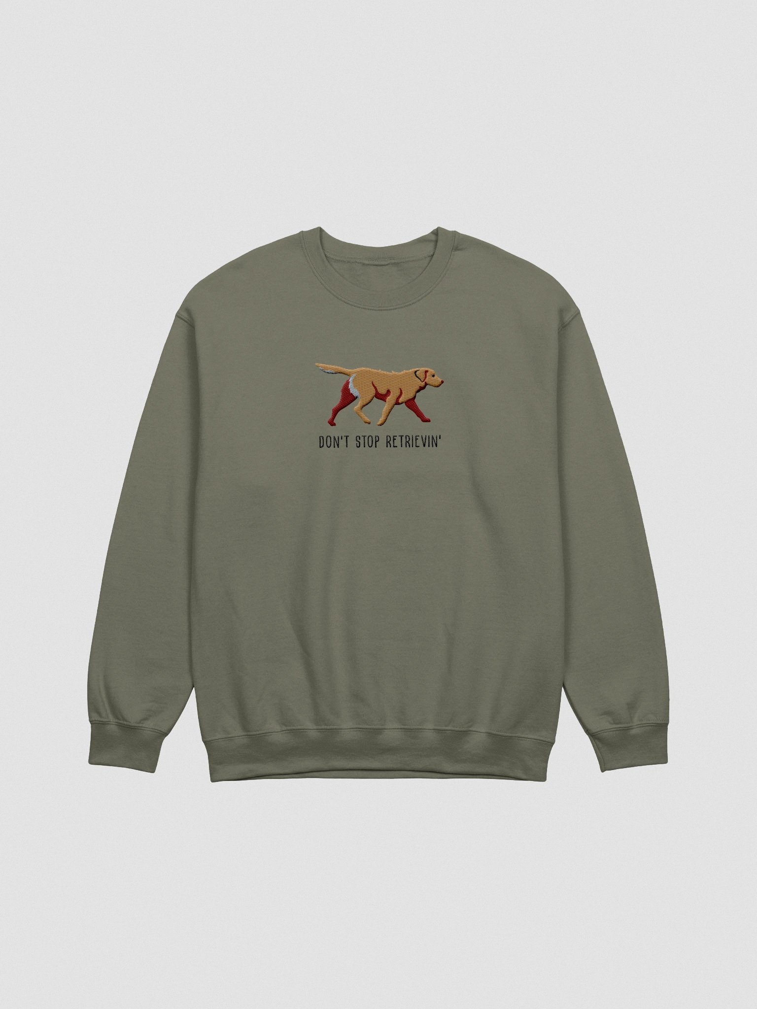 Don't Stop Retrievin' Sweatshirt (Embroidered) of a Chesapeake Bay Retriever(Tan) product image (4)