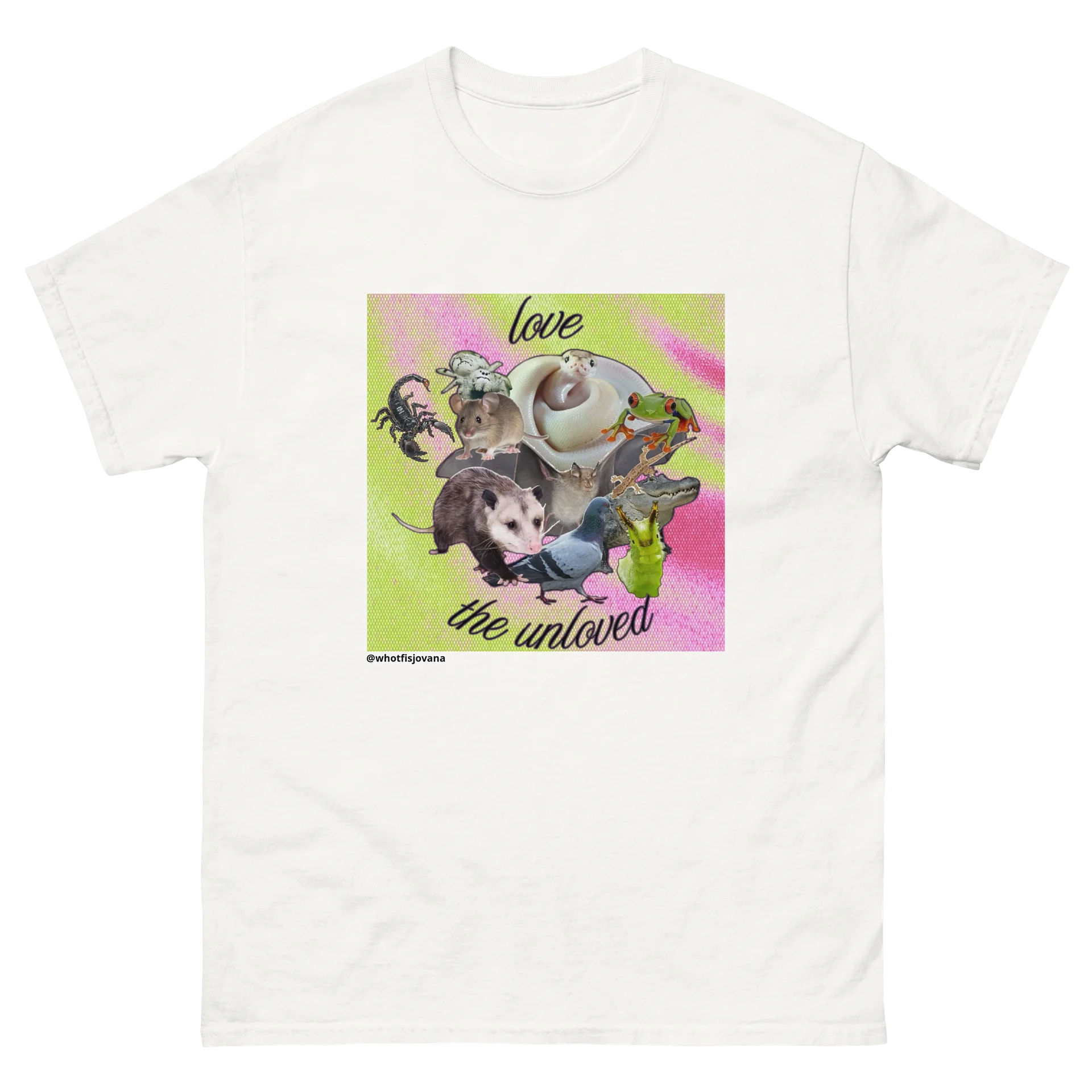 love the unloved critter collage tee — white product image (1)