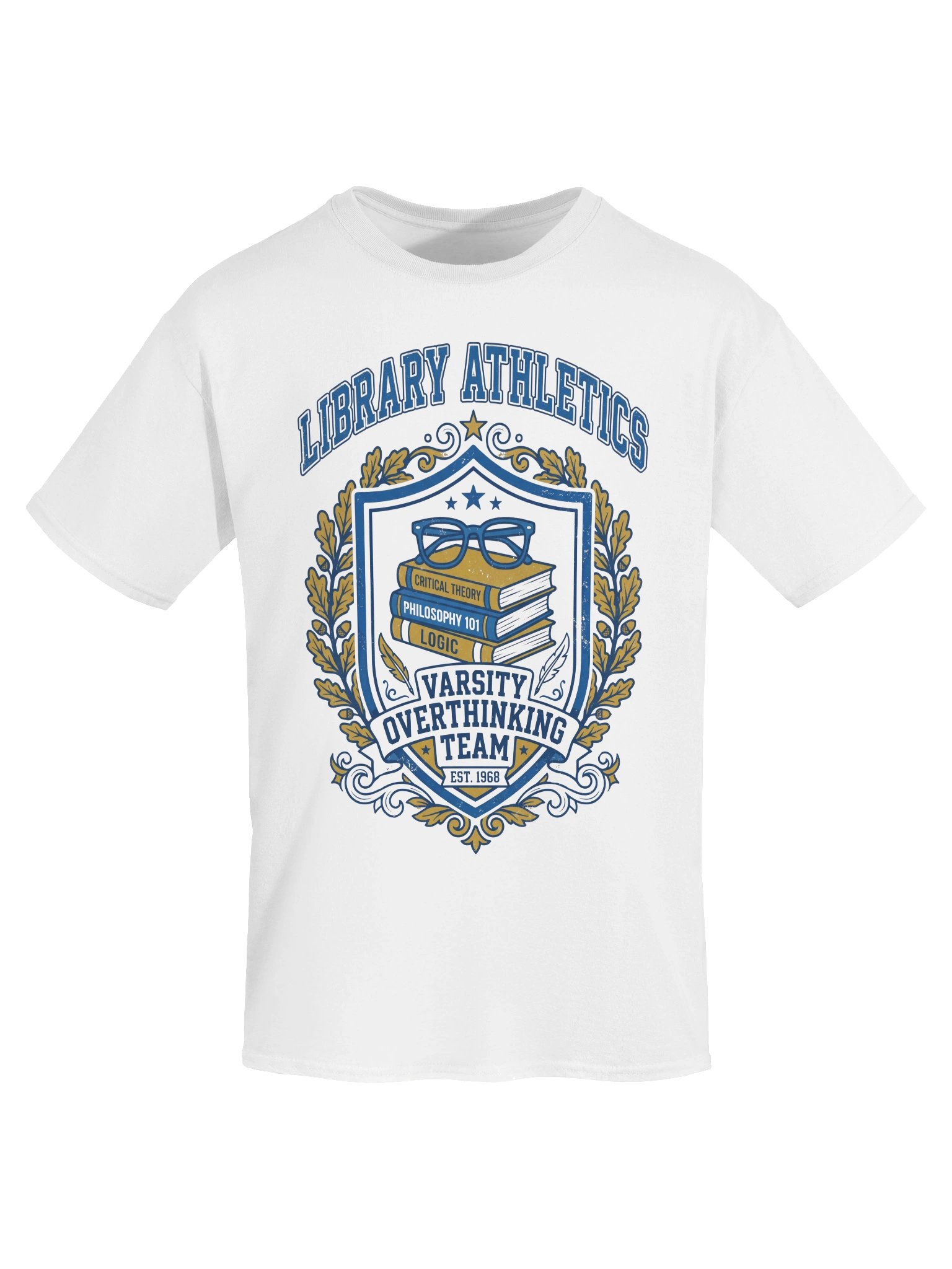 Varsity Overthinking Team Library Athletics Collegiate Funny T-Shirt product image (5)