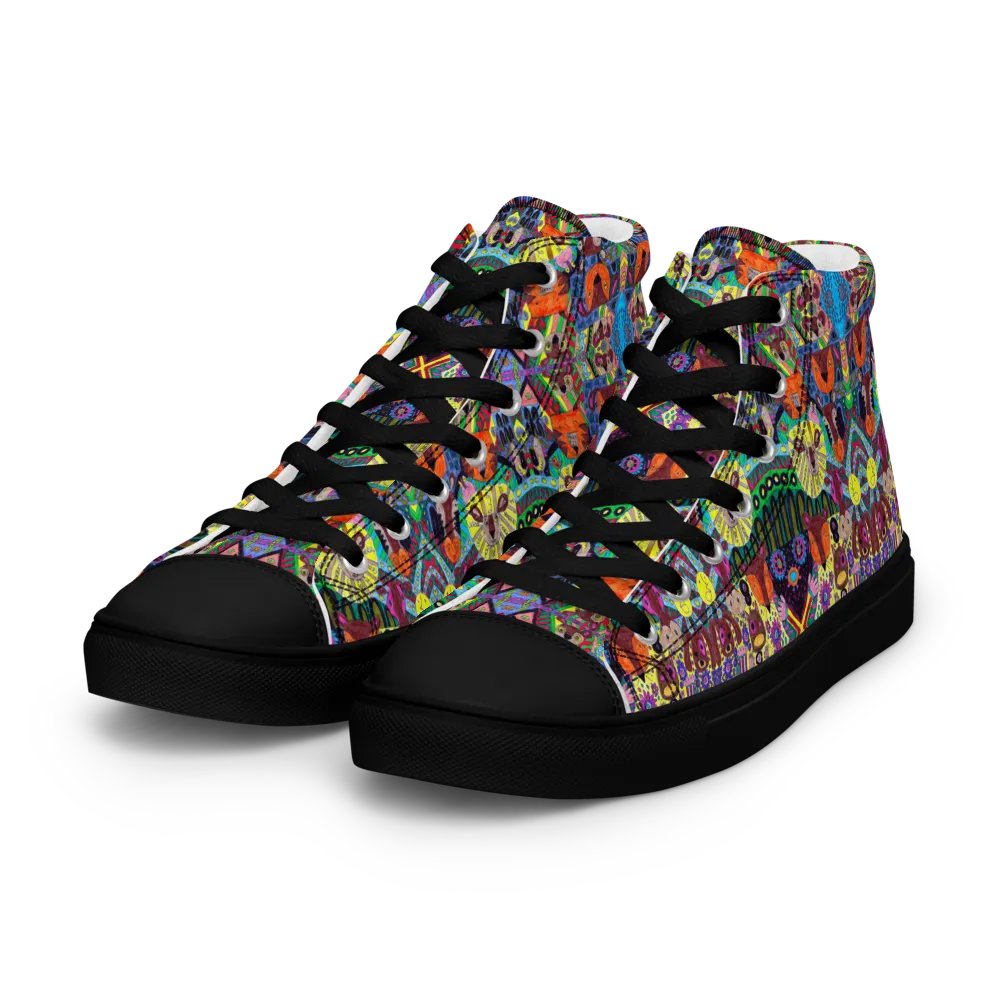 Abstract Doodle Art Animals Ladies High Top Canvas Shoes product image (9)