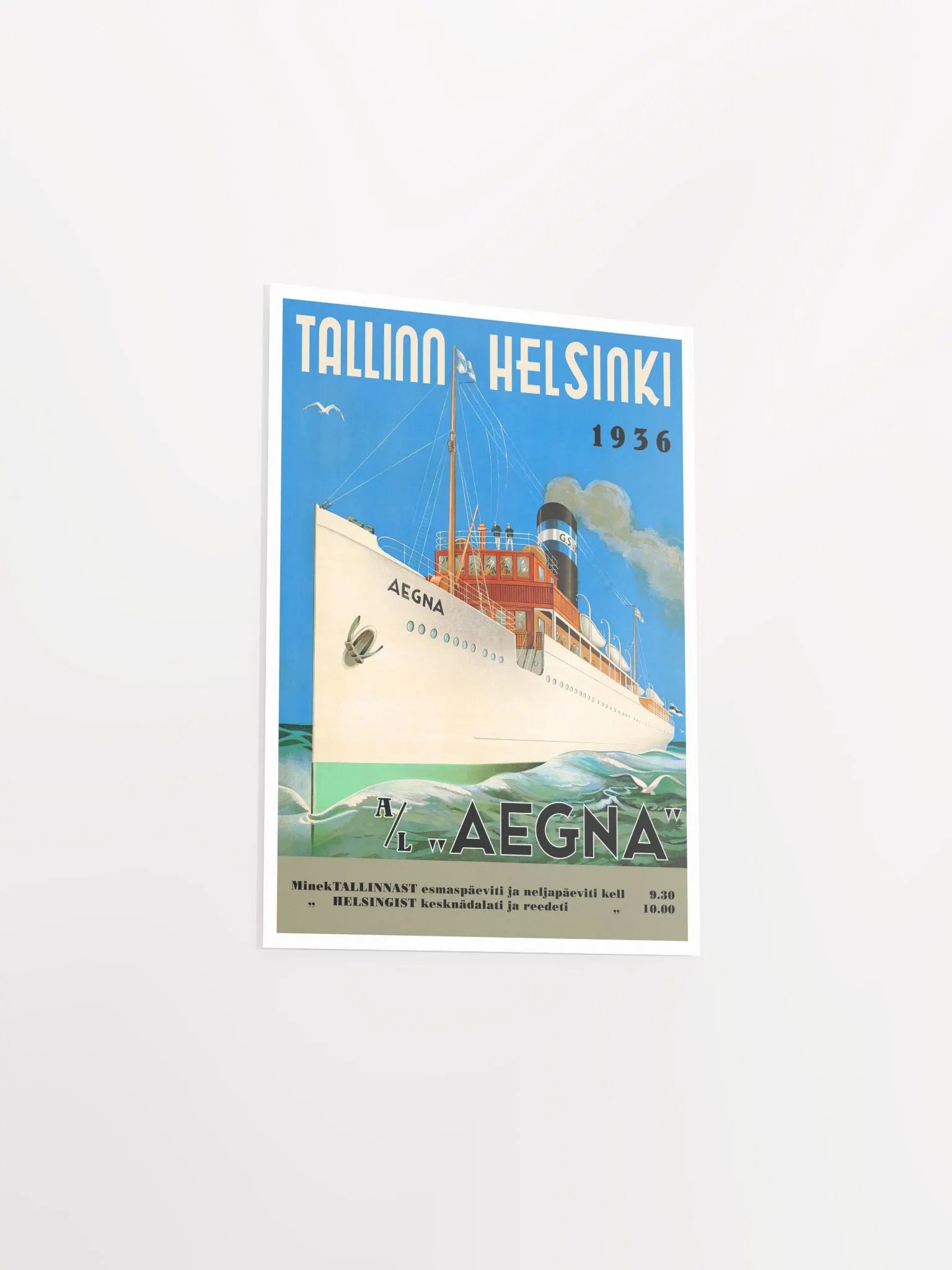 Tallinn-Helsinki cruise travel, Aegna, Finland - Estonia, 1936 — retro vintage travel poster, retro travel art, retro travel wall art product image (8)