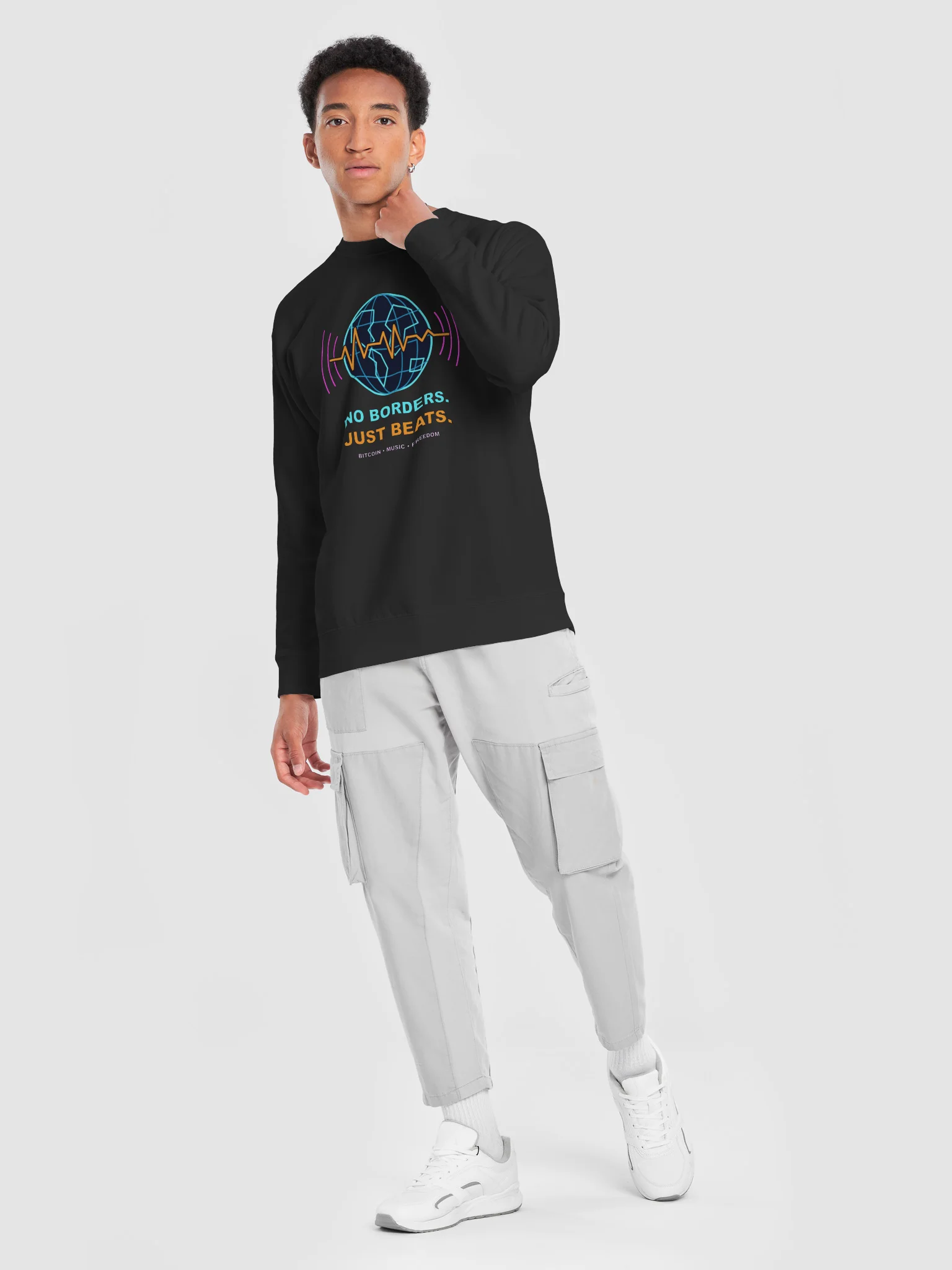 No Borders. Just Beats. Bitcoin Crewneck Sweatshirt product image (26)