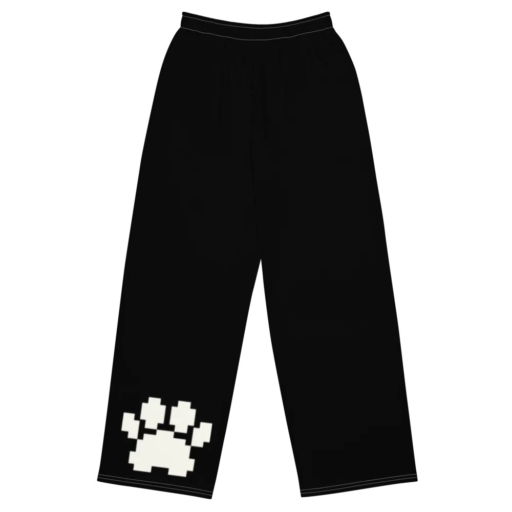 Paw Print Contrast Stitch Wide Leg Pants product image (1)