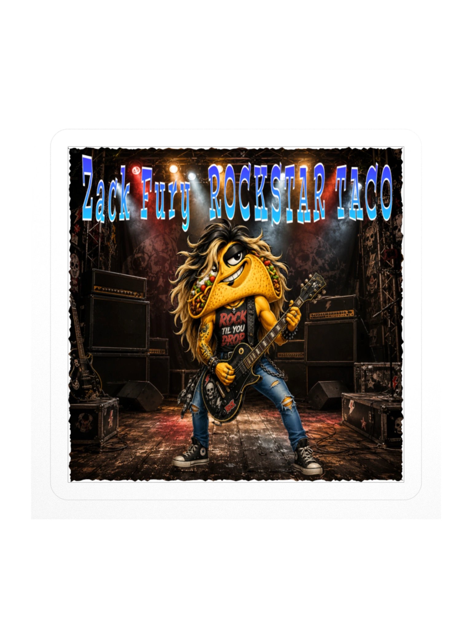 Zack Fury Rockstar Taco Kiss Cut Sticker - The Taco family product image (2)