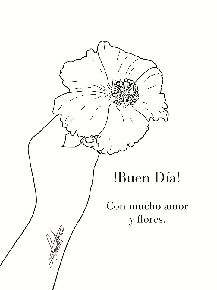 FREE Coloring Page; “Buen Día, Con Mucho Amor y Flores” product image (1)
