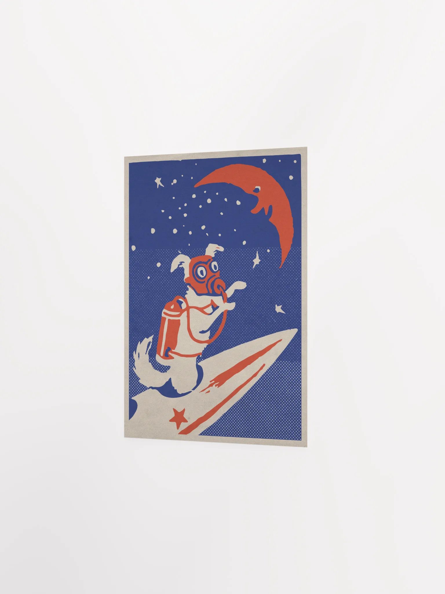 Laika, first space dog, USSR 1950s — Soviet vintage space art poster, soviet retro poster product image (8)
