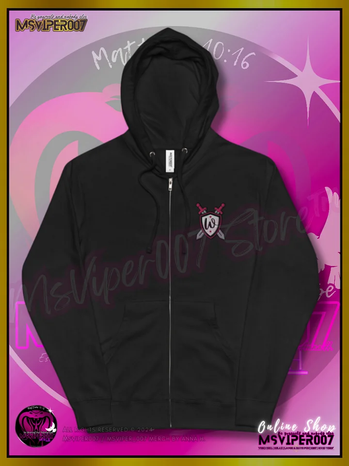 Hoodie [ Embroidered / DTG Design(s) ] - MsViper007's "Warrior Spirit-Plate Up!!!" - (flamingo / royal pink) Zip Up Hoodie By Anna H. product image (1)
