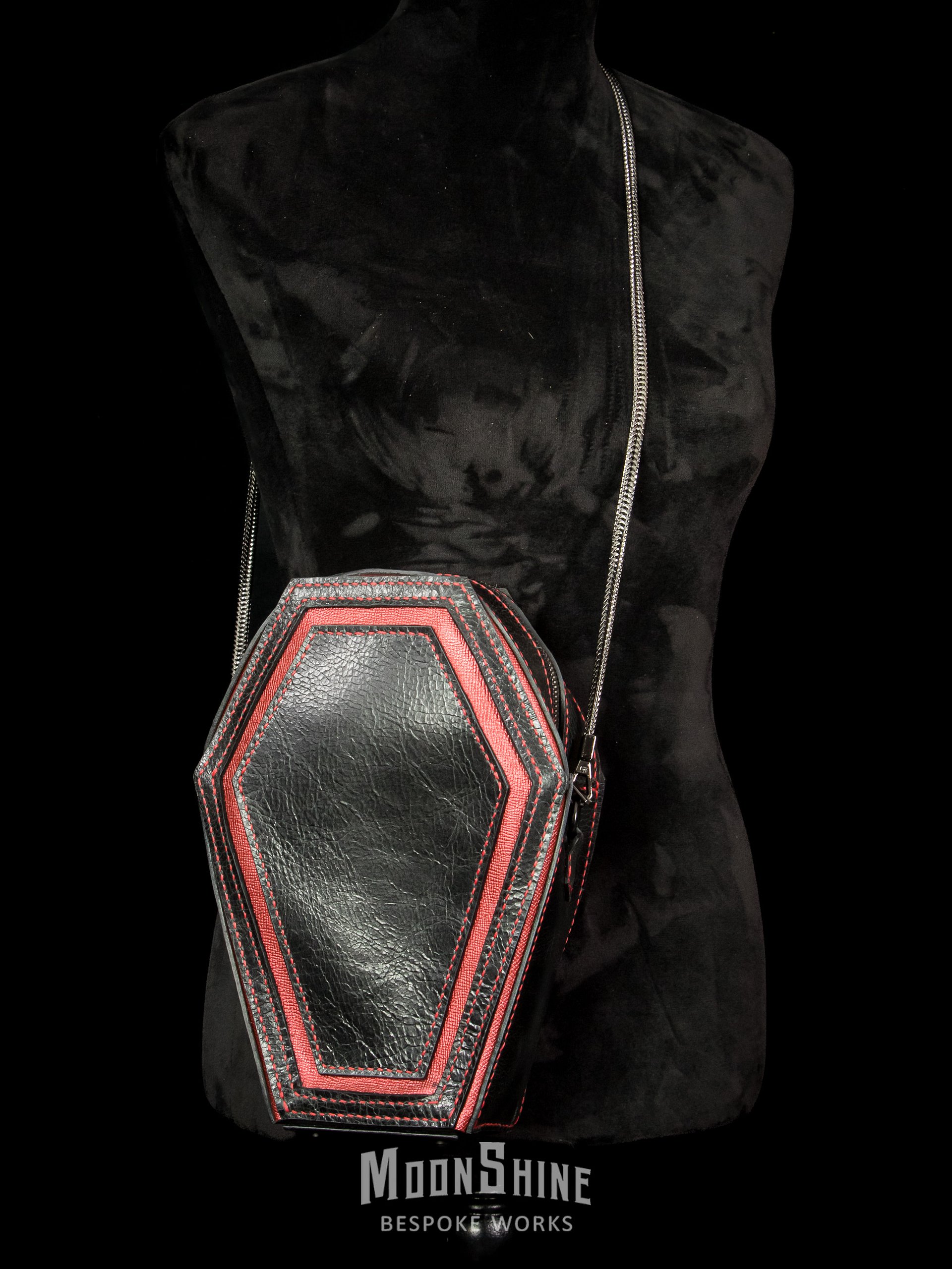 Black / Red Leather Coffin Bag product image (4)