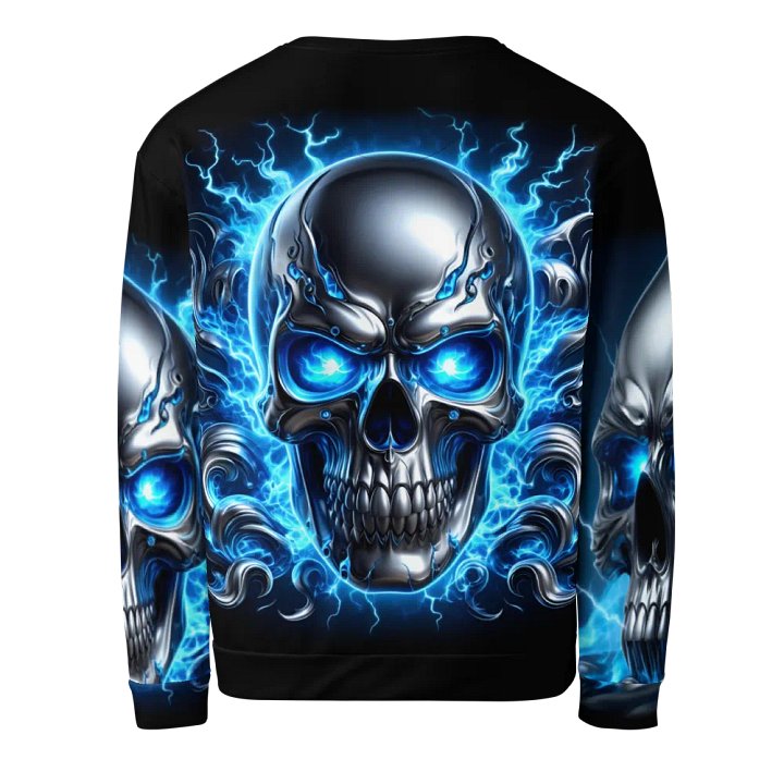 Electric Blue Skull All-Over Print - Unisex Sweatshirt #5 product image (2)