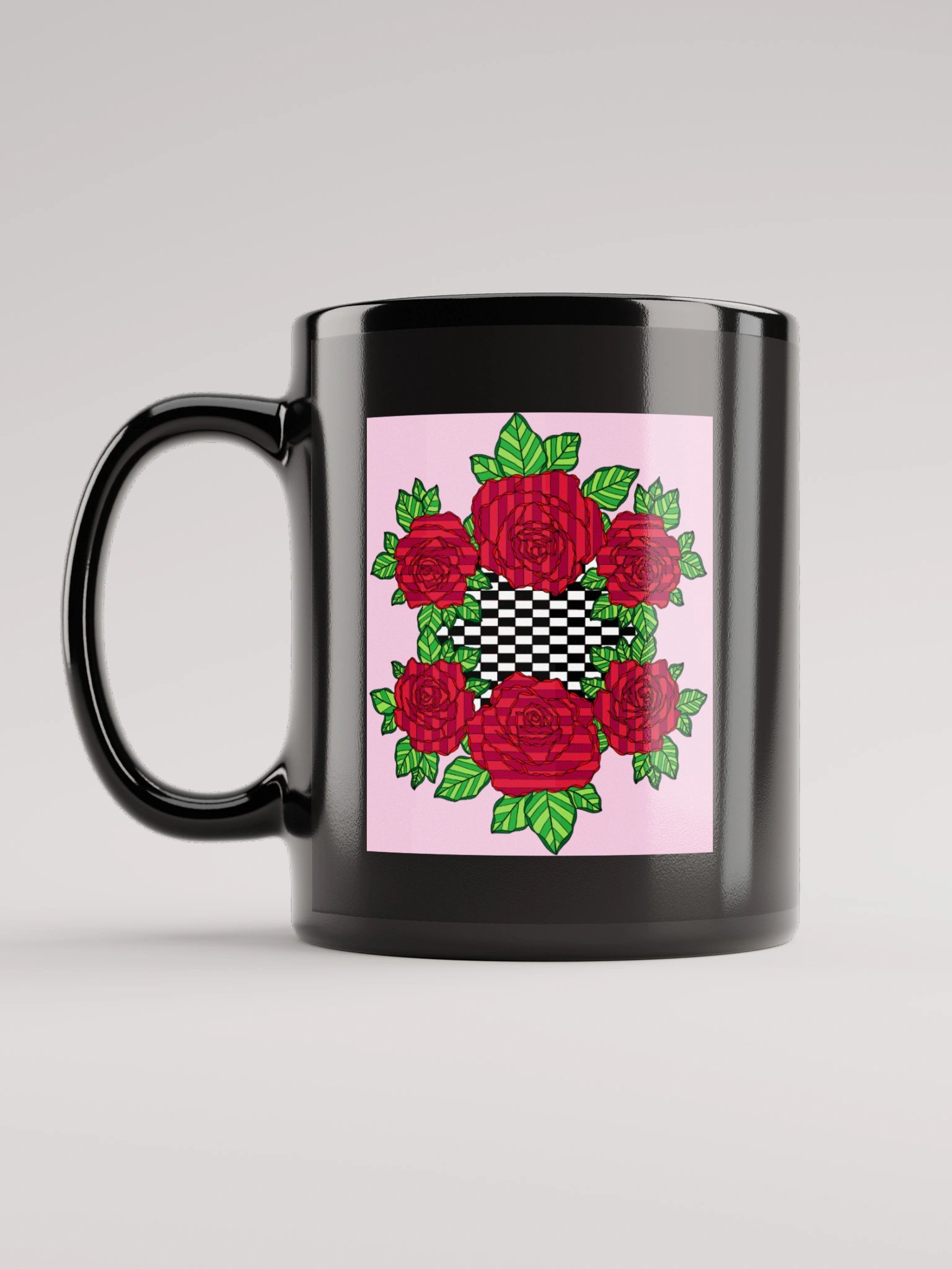 Black Glossy Mug (Rose-Pink) product image (1)