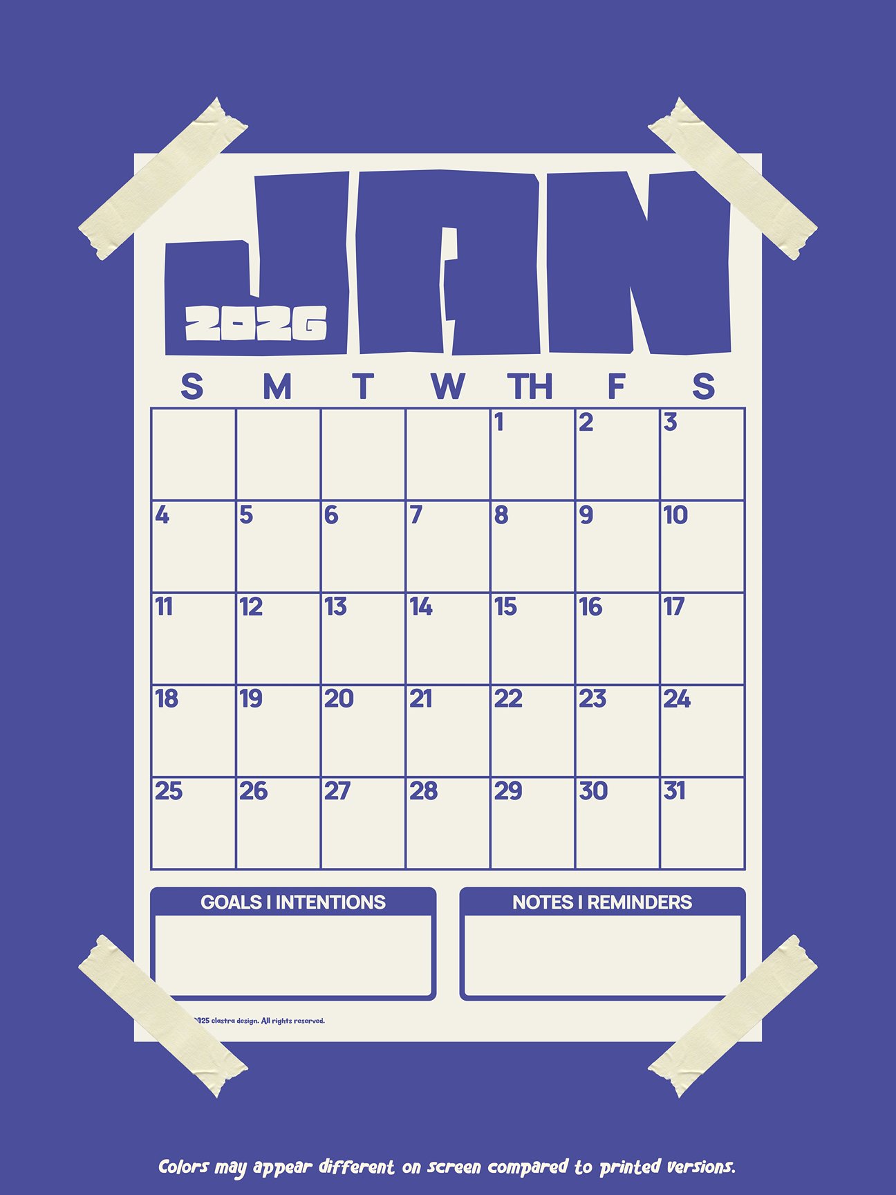 2026 Q1 Monthly Minimalist Wall Calendar | Poster type | Pastel Colors ...
