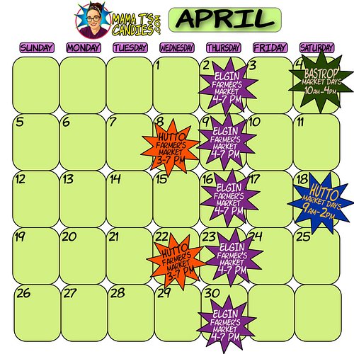We are proud to announce our schedule for the month of April! 🥳 We've applied for a few more events but are waiting to hear b...
