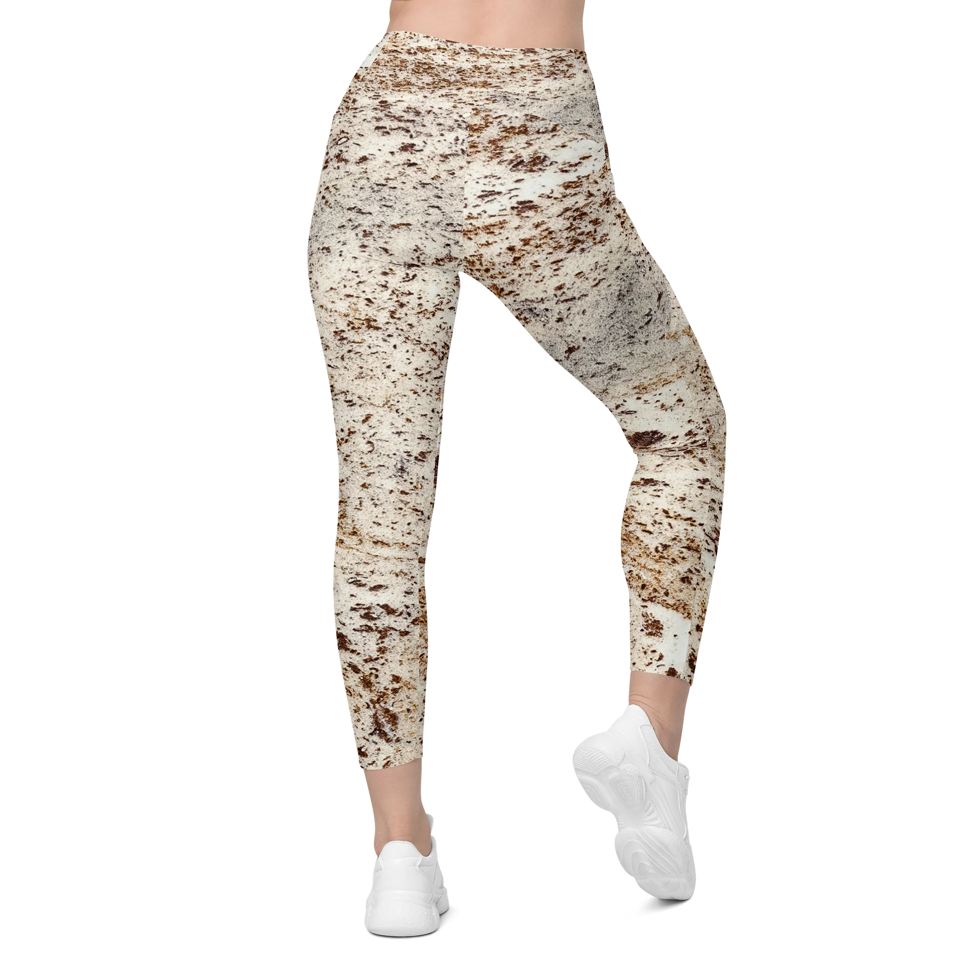 Espresso Swirl Women's Crossover High-Waisted Leggings with Dual Pockets product image (2)