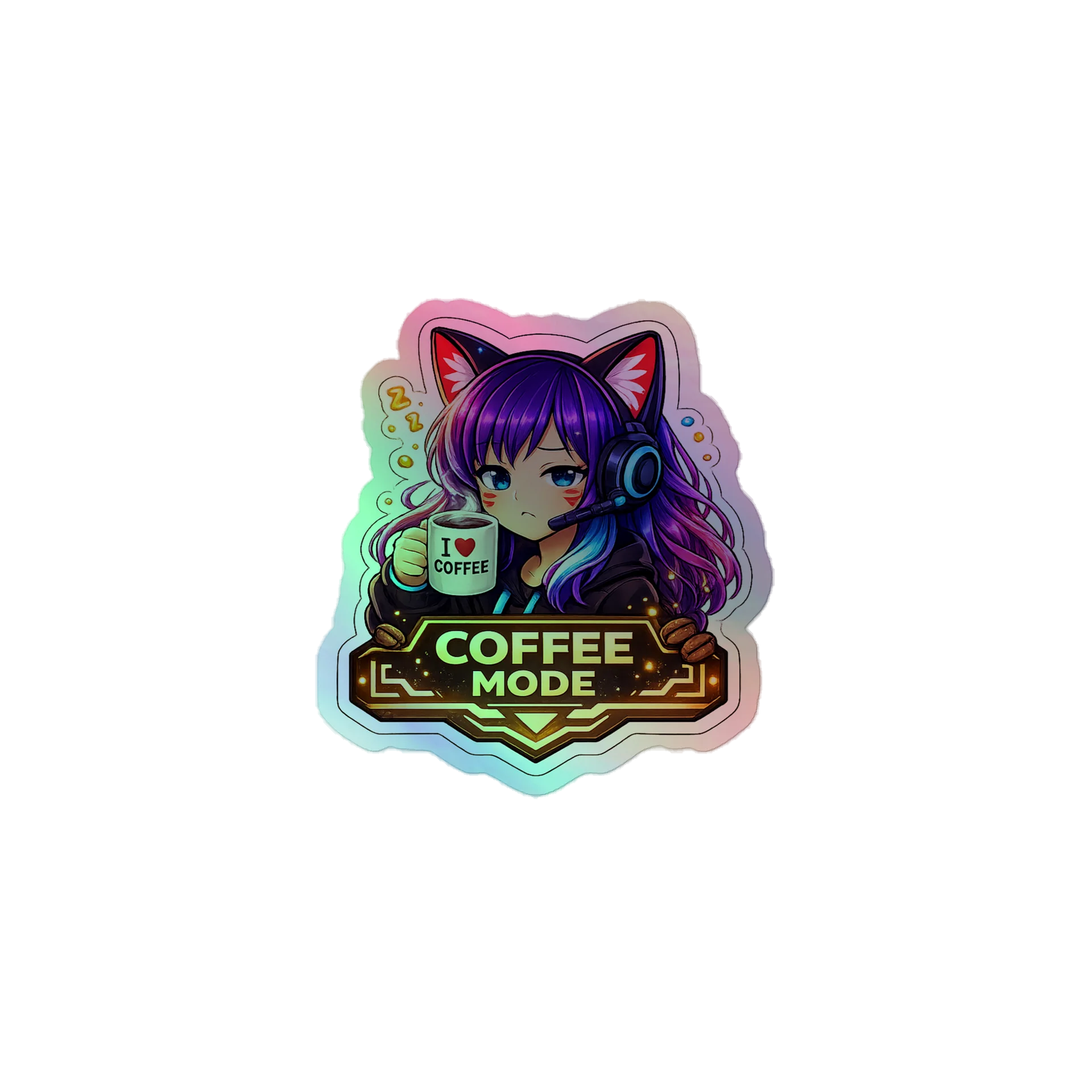 • AKC // Callie Sticker COFFEE MODE | Holographic | Callie Emote Badge Series product image (1)
