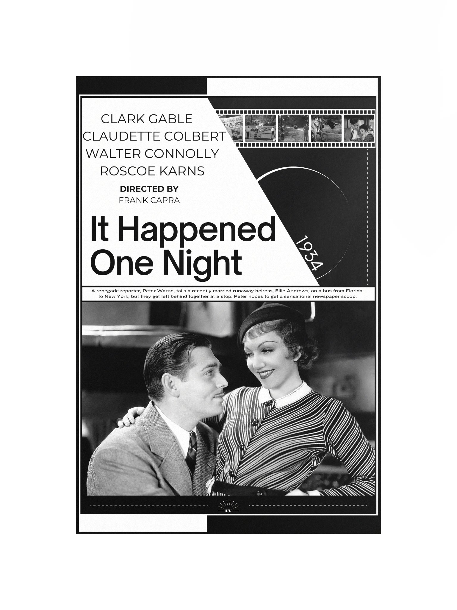 It Happened One Night with Clark Gable and Claudette Colbert 1934 | Movie Poster | 12x18 Wall Art product image (4)