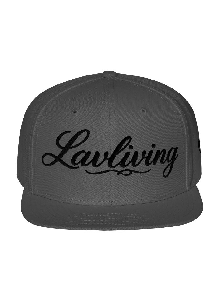 Lavliving — Black Script Charcoal Otto Flat-Brim Cap — actual product view