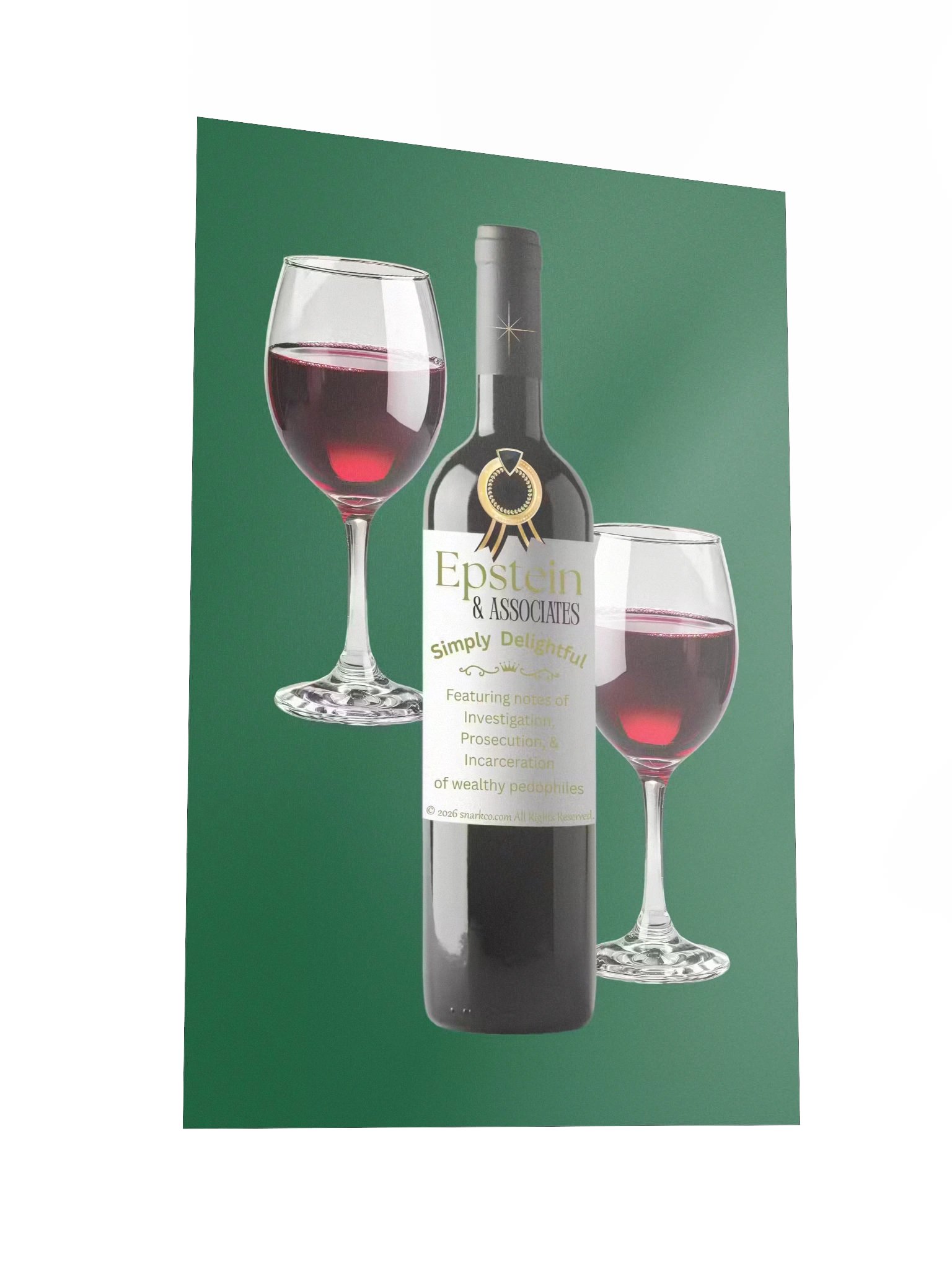Green background "Epstein & Associates Simply Delightful" wine poster. product image (2)