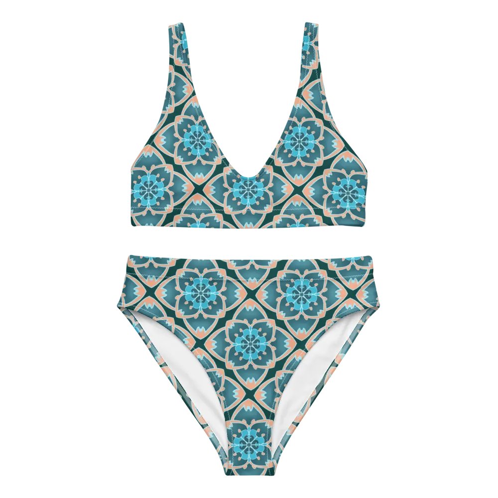 Beautiful Green Pillow Pattern High Waisted Bikini product image (9)