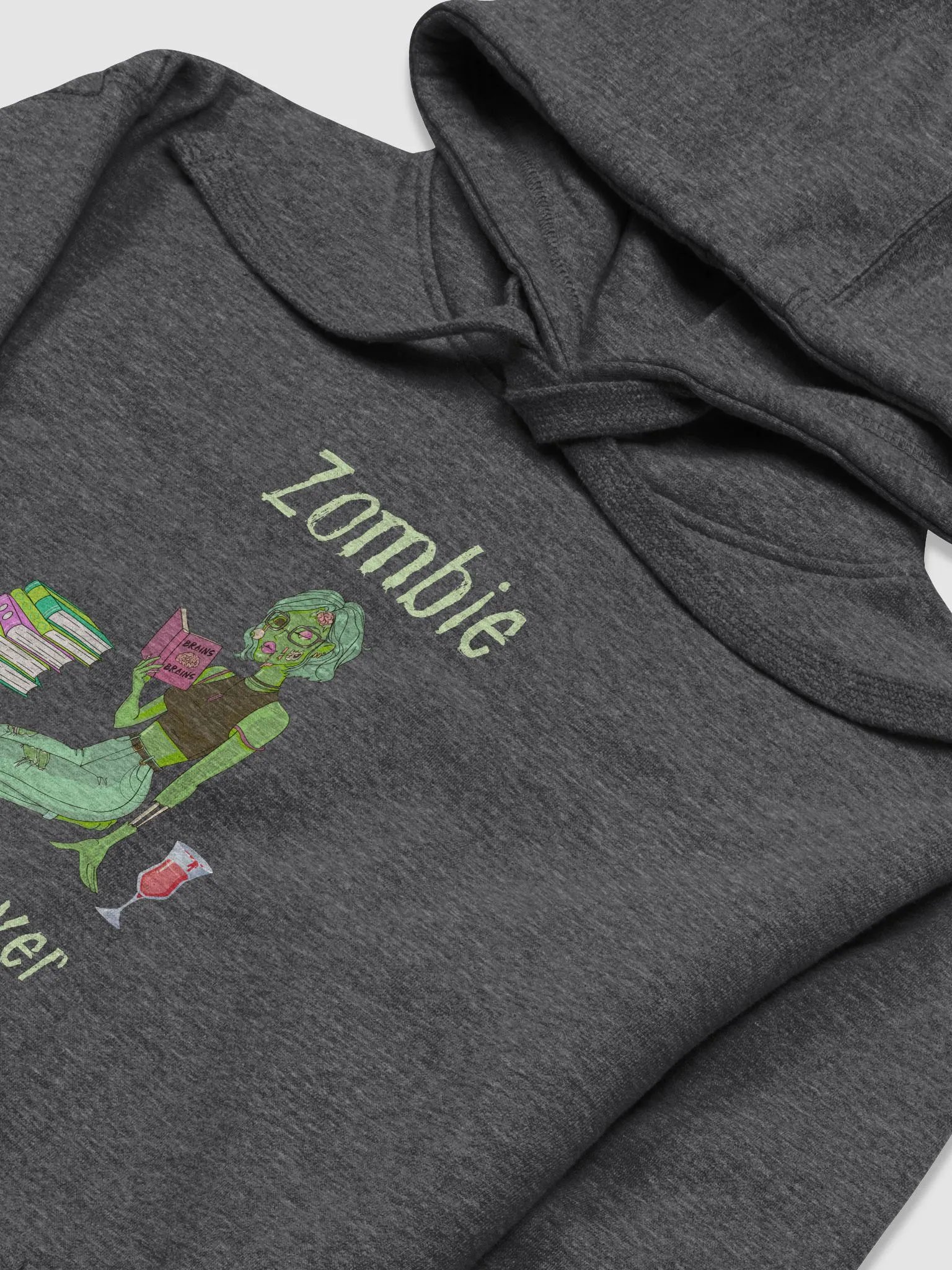 Zombie Book Lover Grey Unisex Hoodie product image (3)