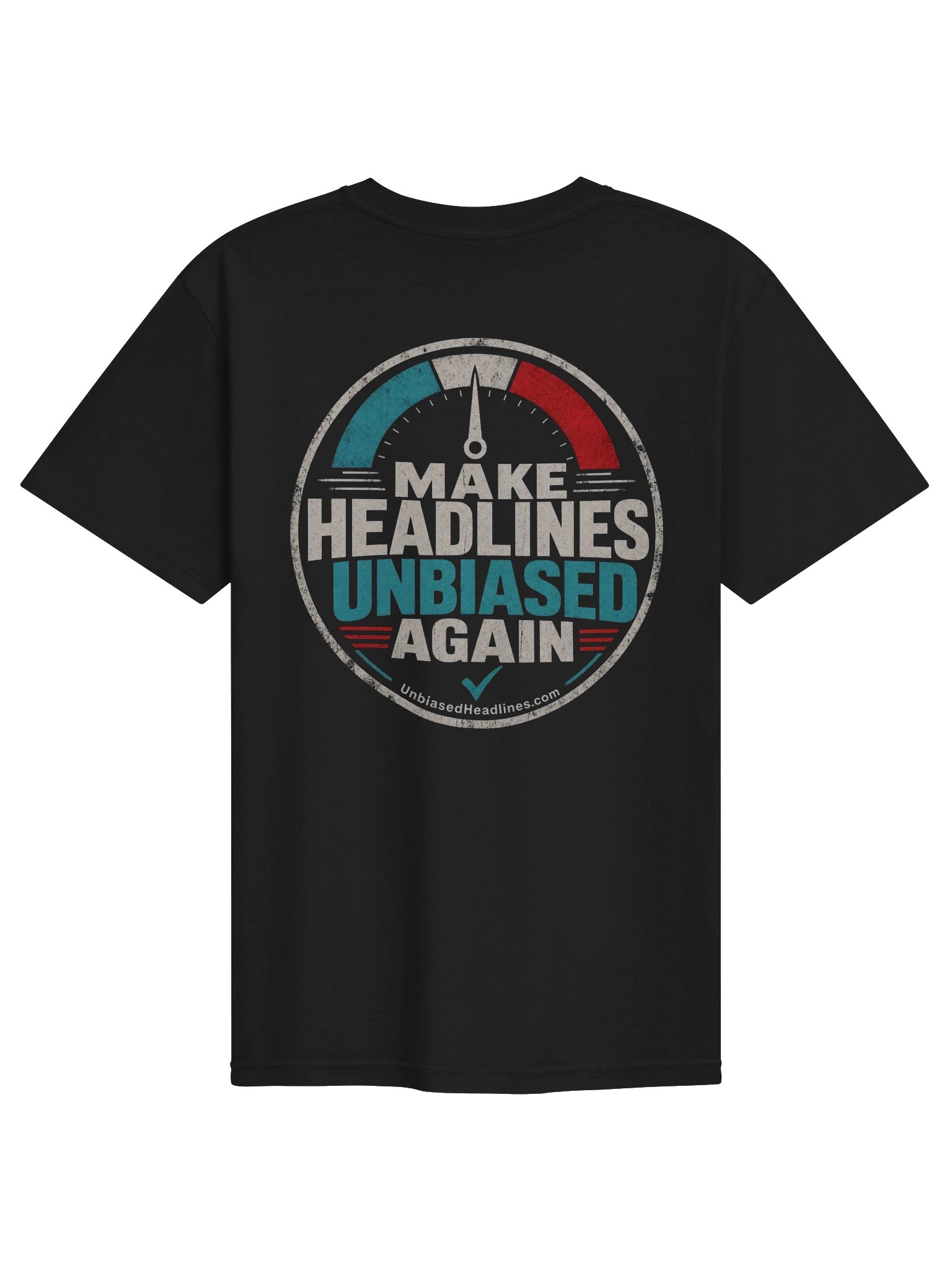 Make Headlines Unbiased Again Tee - Back Print with Pocket Logo product image (2)