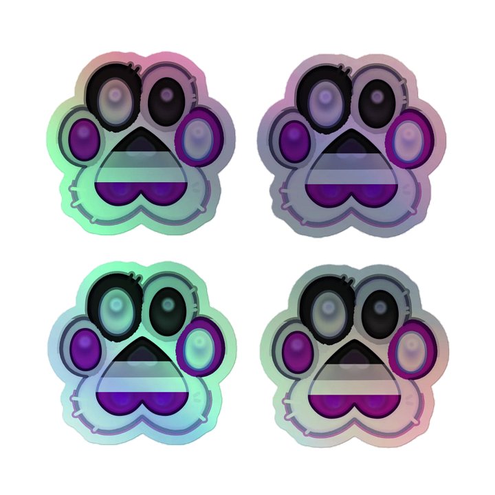 Asexual Pride Paw Print Holographic Kiss Cut Sticker Sheet product image (2)