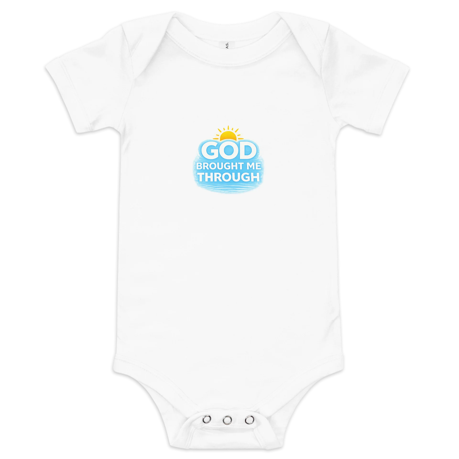 God Brought Me Through Infant Onesie – GBMT Baby Edition product image (1)