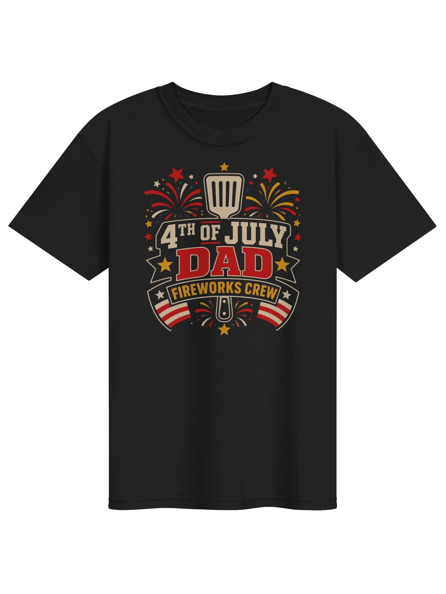 4th of July Dad T-Shirt | Bold Fireworks Crew Patriotic Tee product image (1)