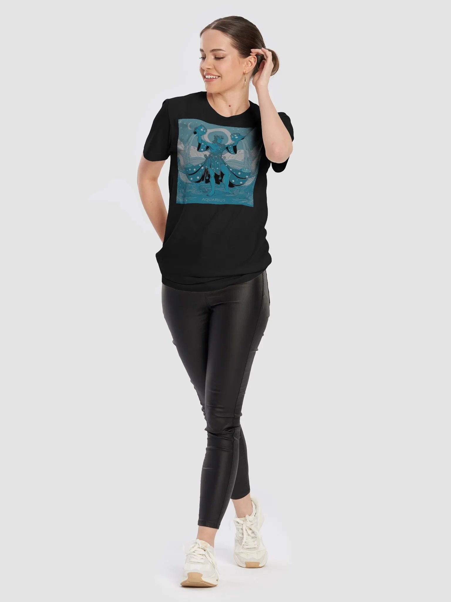 Exclusive Aquarius Zodiac T-Shirt - Unisex Celestial Water Bearer and Moon Design product image (10)