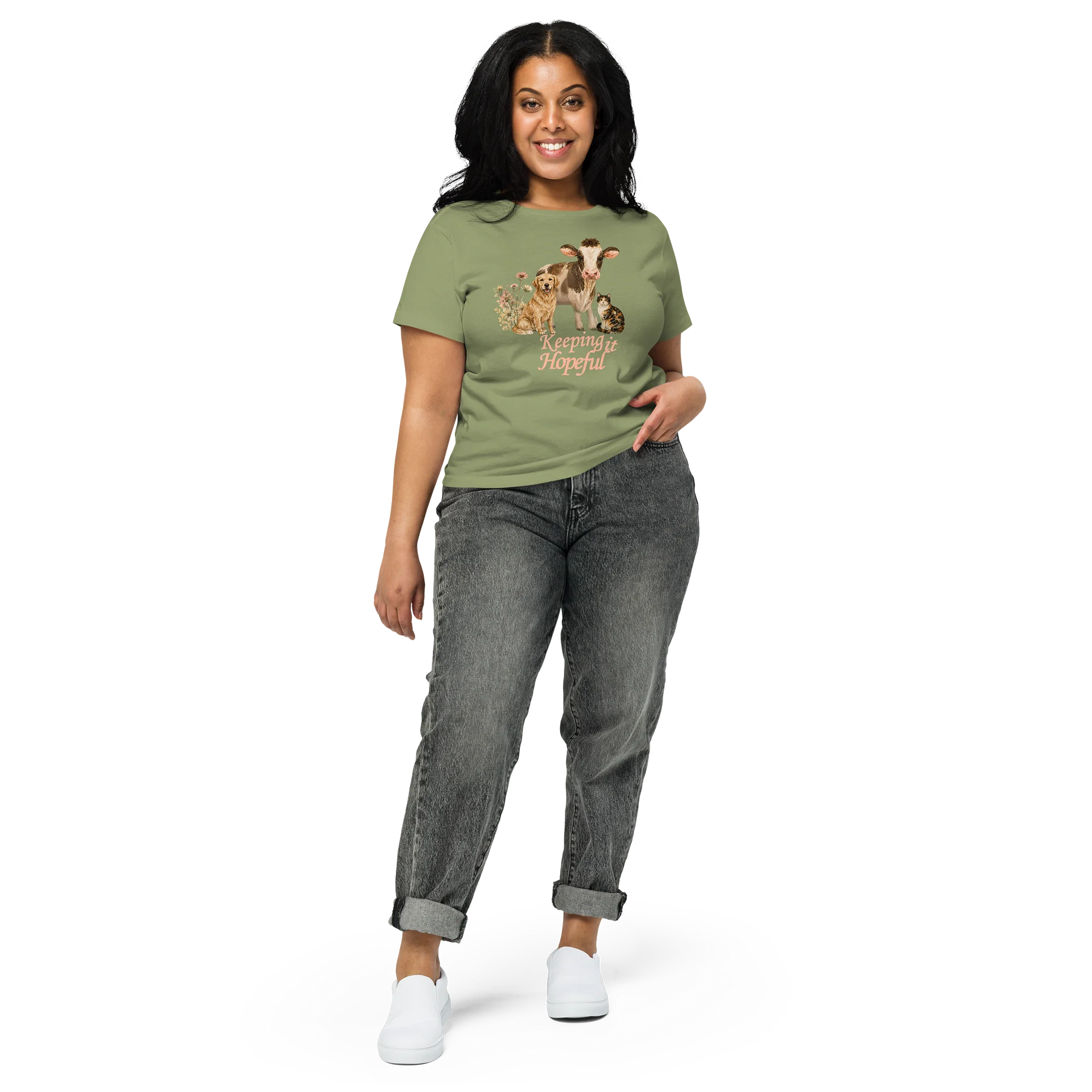 Keeping It Hopeful Women’s High-Waisted Tee | Faith & Floral Graphic product image (2)