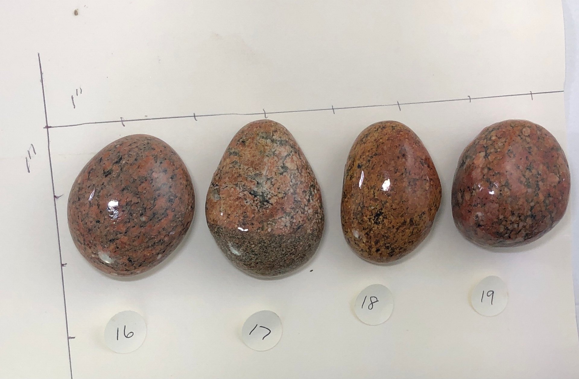 Lake Superior reds and pinks (granites and jasper ) rock cabinet knobs. product image (1)