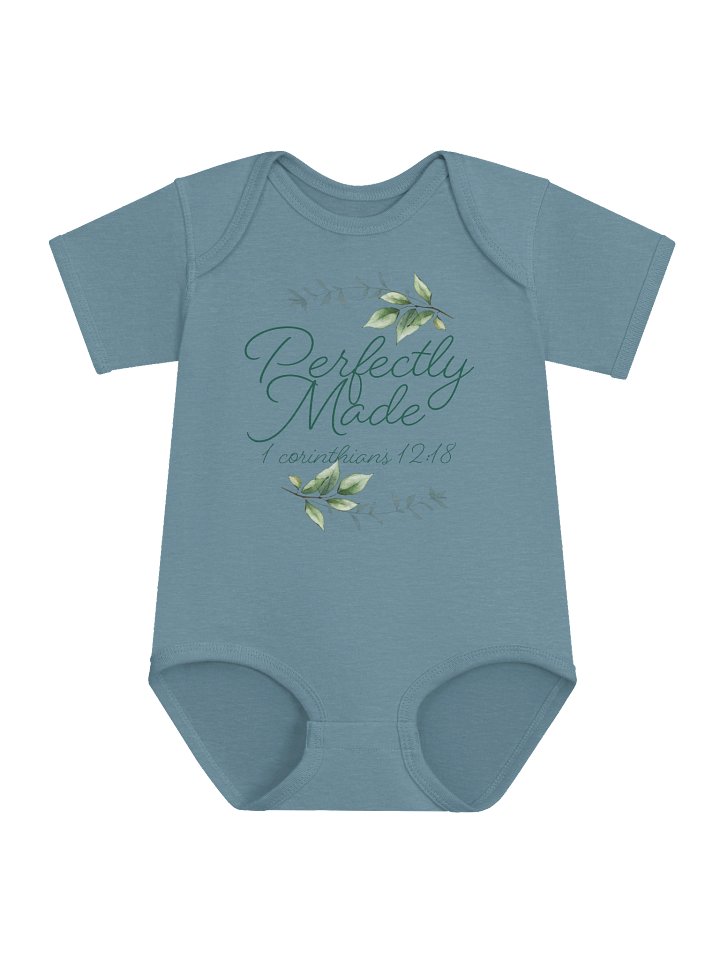 Perfectly Made Blue Onesie – 1 Corinthians 12:18 - Confident Mama product image (1)