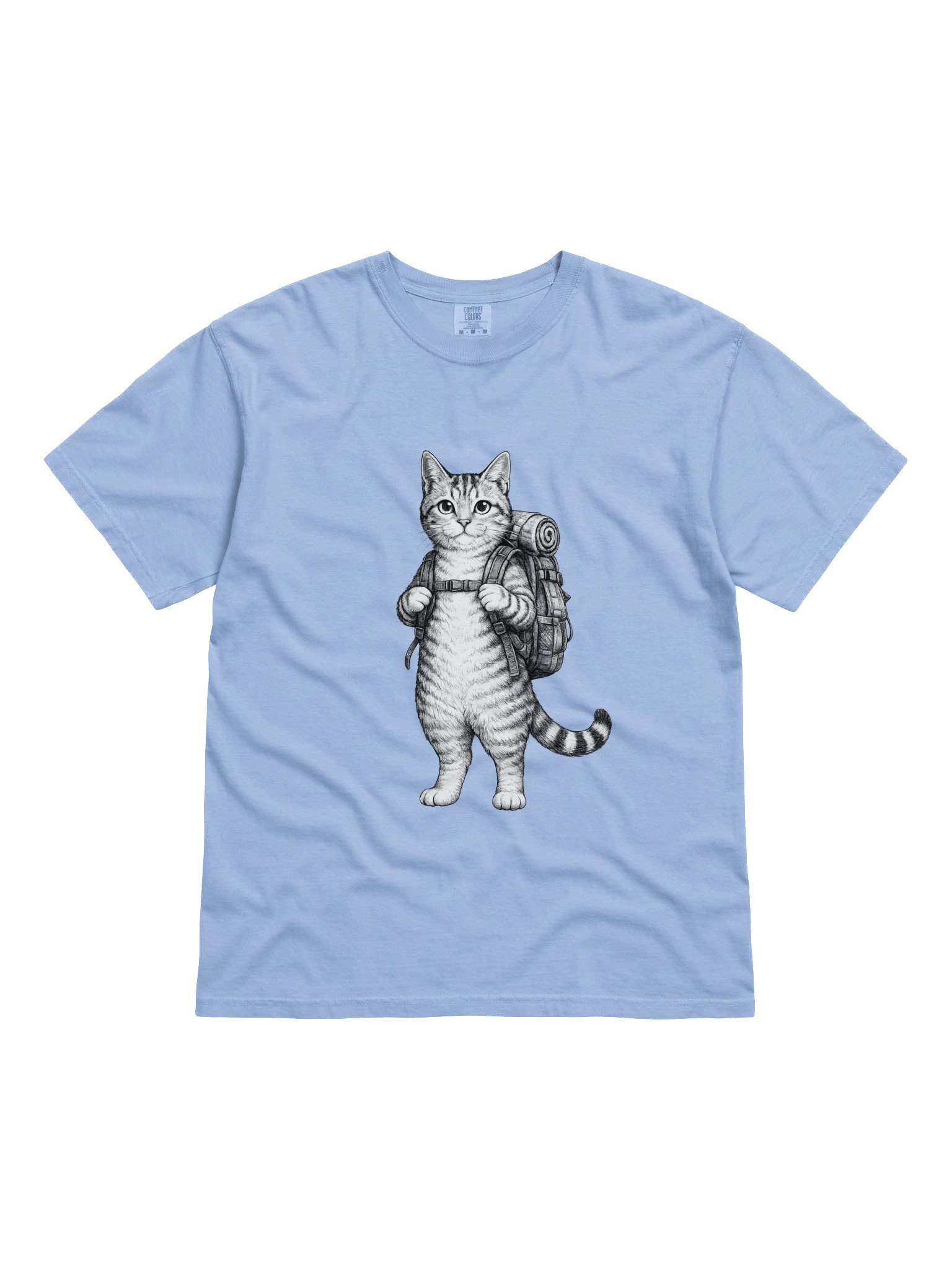 Backpacking Cat Graphic T-Shirt - Vintage Woodcut Hiking Kitty Adventure Tee product image (13)