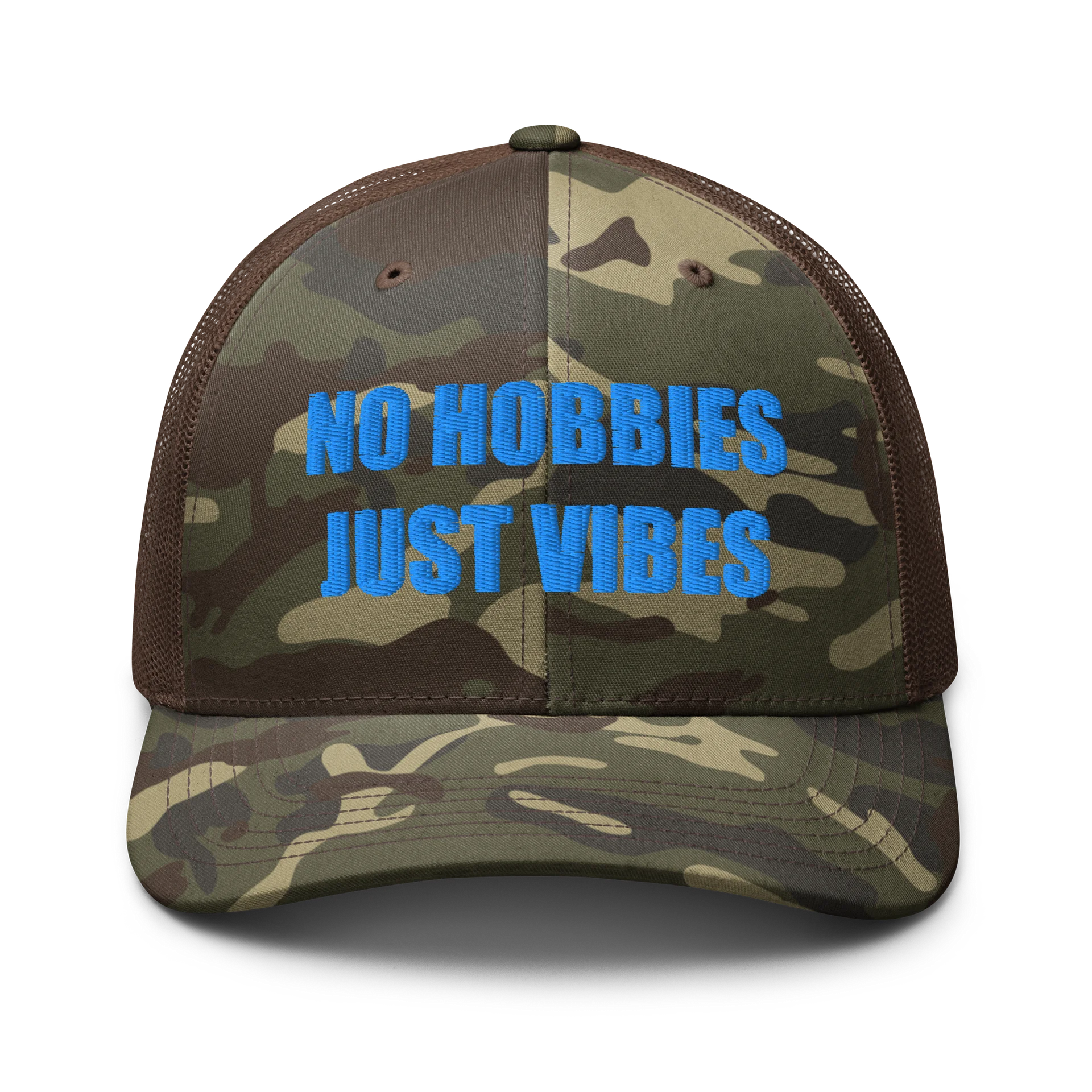 NO HOBBIES JUST VIBES BLUE CAMO HAT product image (1)
