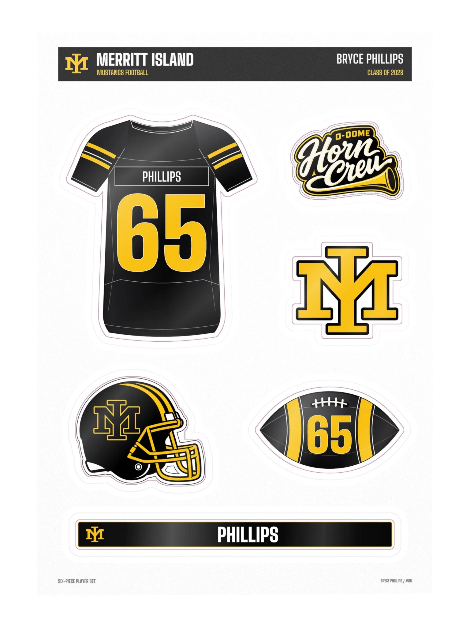 Bryce Phillips #65 — Mustangs Sticker Sheet product image (3)