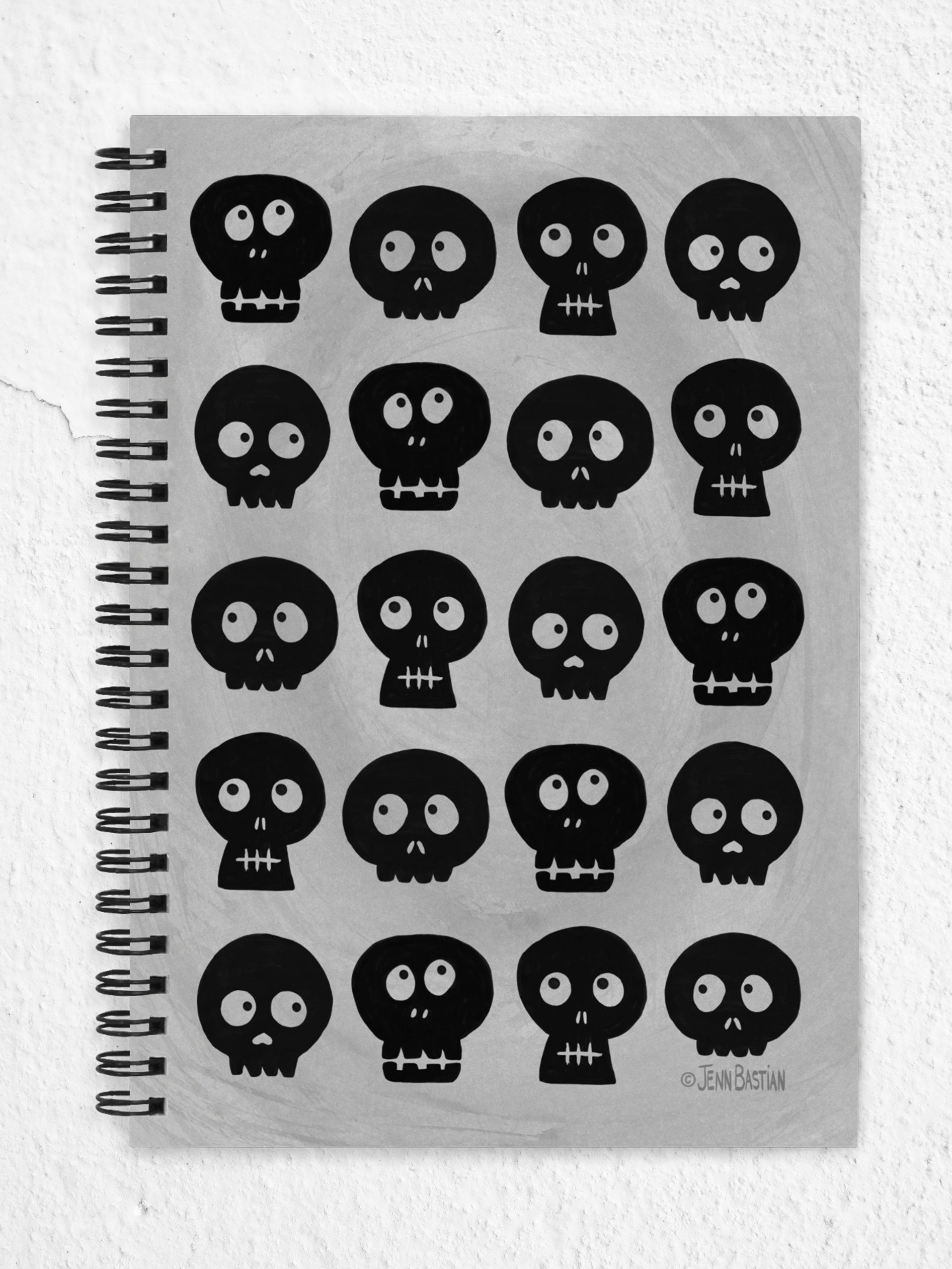 SPIRAL BOUND NOTEBOOK - BLACK SKULLS product image (1)