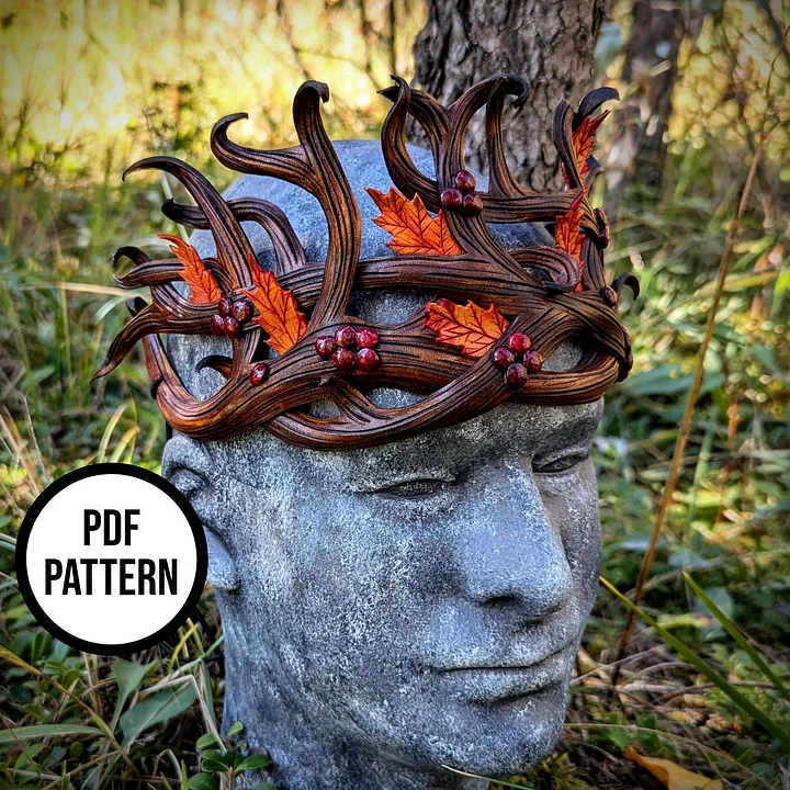 Autumn Elven King Crown - PDF Pattern for Leather product image (1)