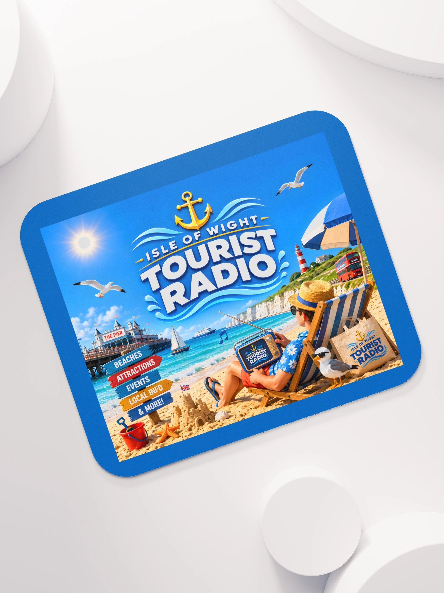 Isle of Wight Tourist Radio Beach Scene Mouse Mat product image (7)