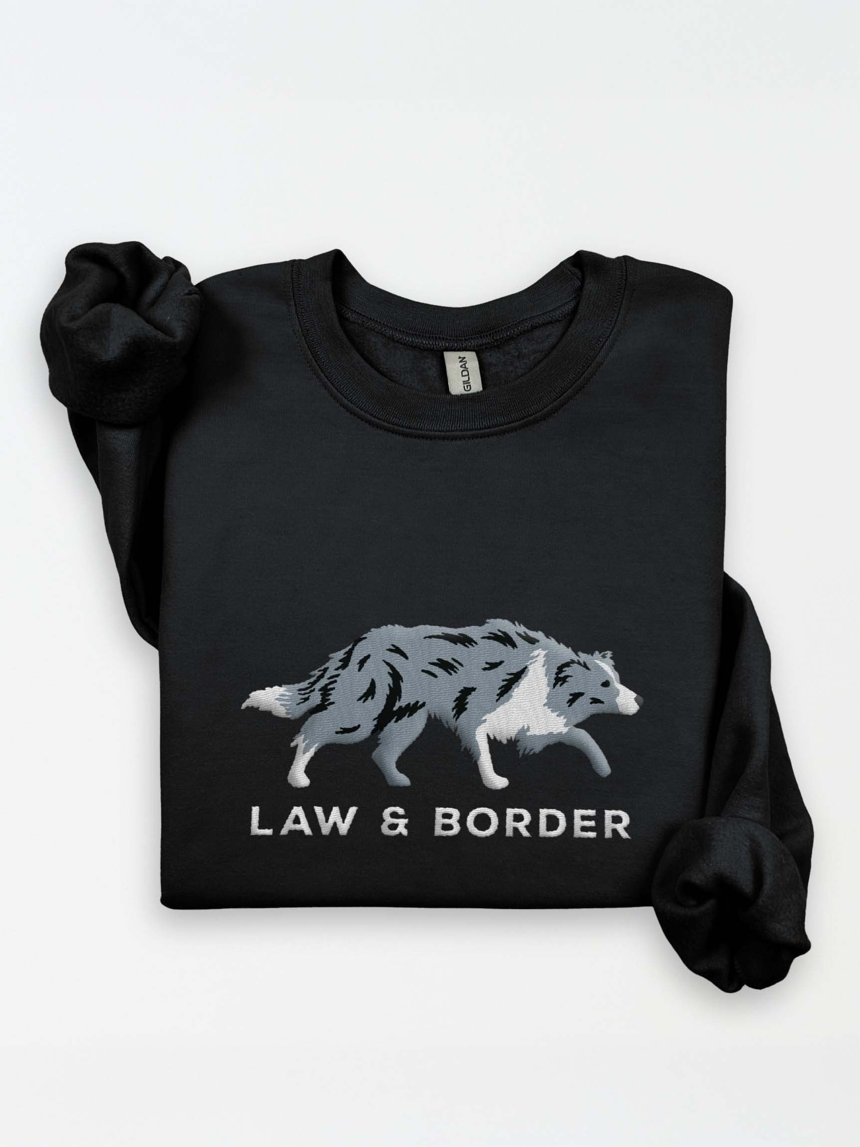Law and Border Sweatshirt (Embroidered) of a Border Collie(Blue Merle) product image (1)