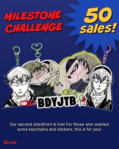 We Hit 50 SALES! 
Keychains and Stickers are LIVE
(Link in Bio)