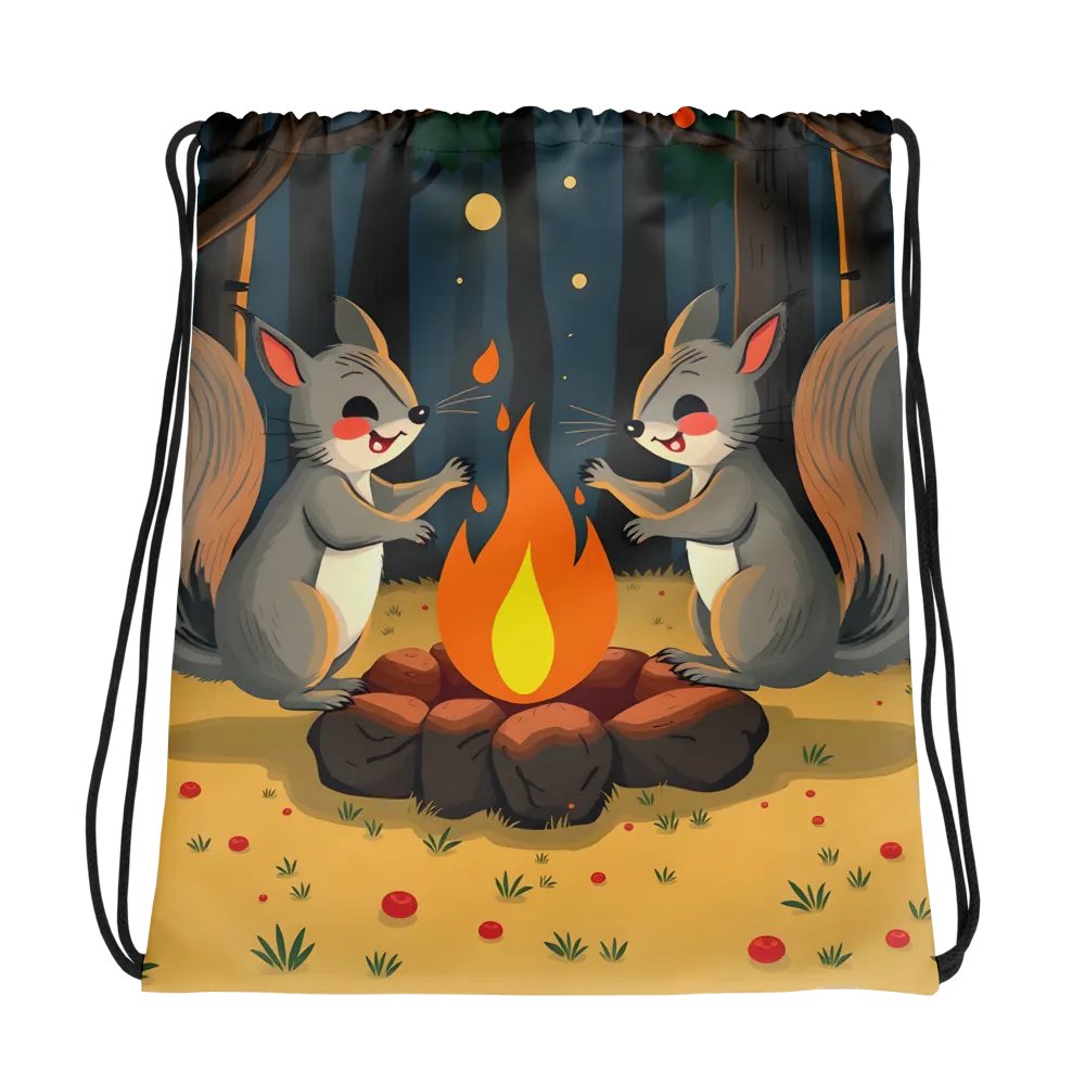 Whimsical Campfire Squirrels Drawstring Bag product image (1)