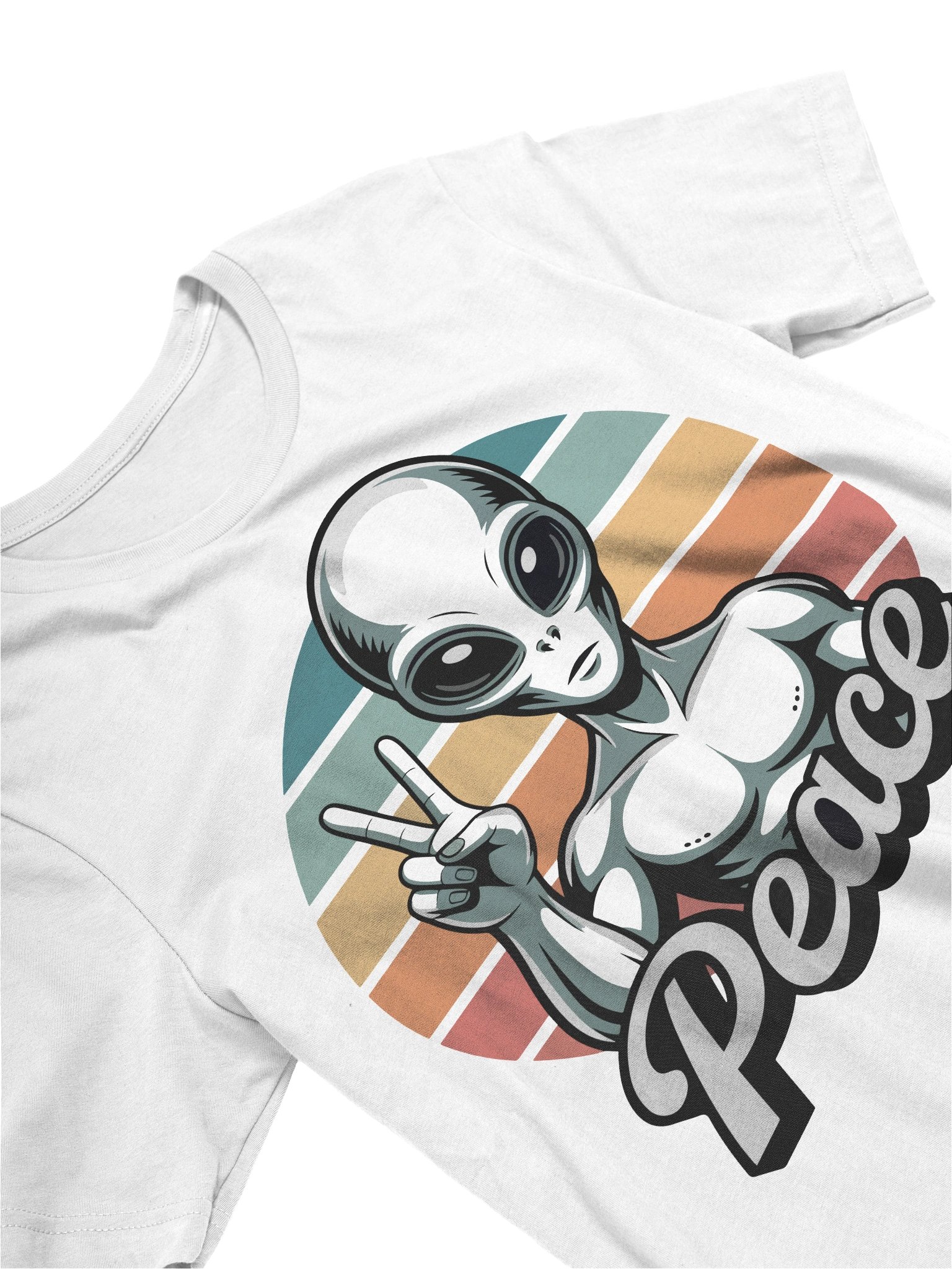 Trendy T-Shirt with a Cute Alien and Peace Gesture product image (3)