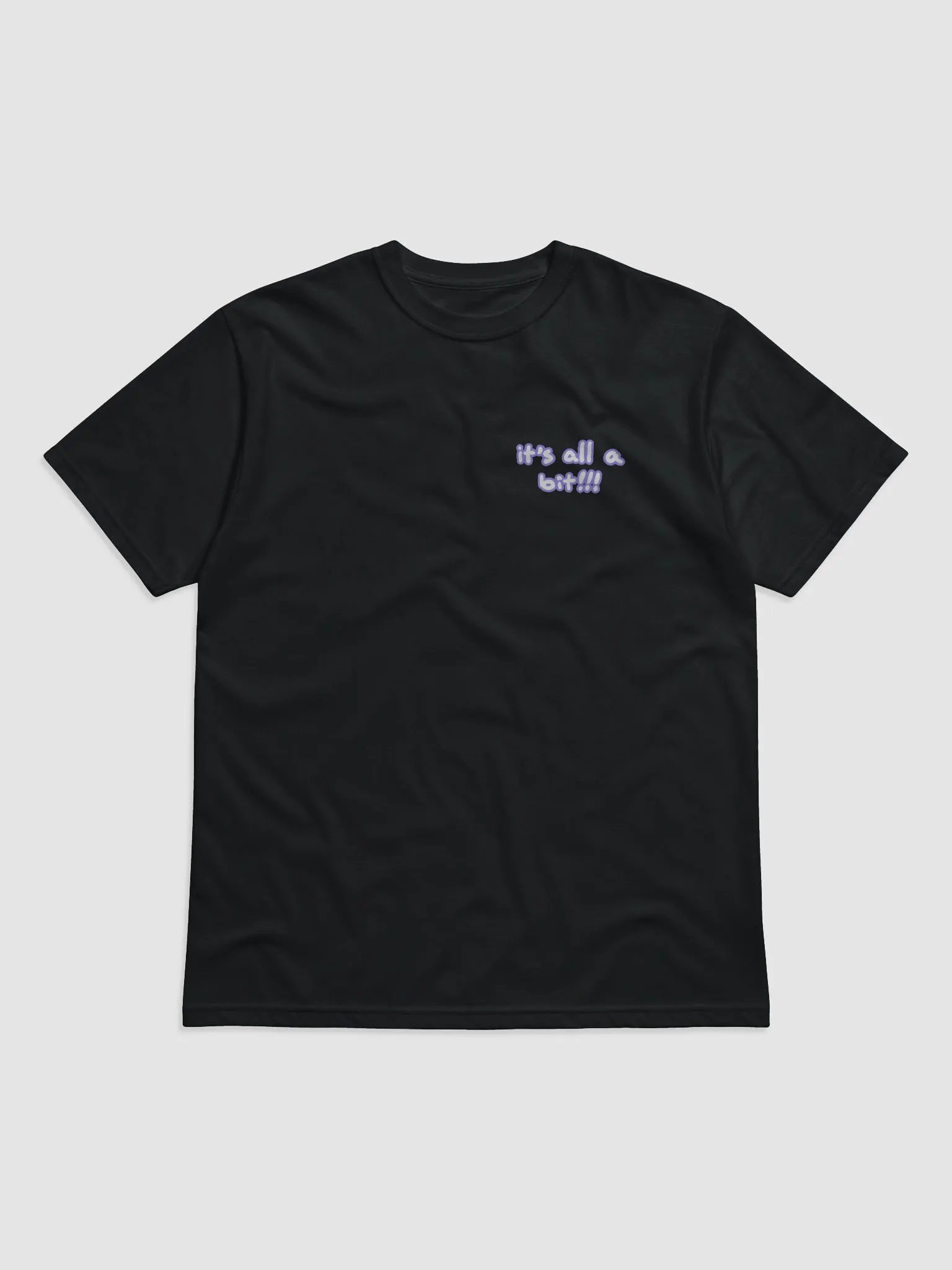 “It’s all a bit!!!” (sm. lined design, #9081ED) unisex eco tee product image (2)