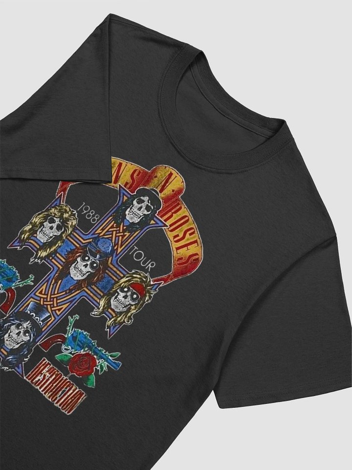Guns N’ Roses 1988 Tour T-Shirt | Appetite for Destruction Cross Skull Graphic Tee | Classic Hard Rock Concert Merch product image (2)
