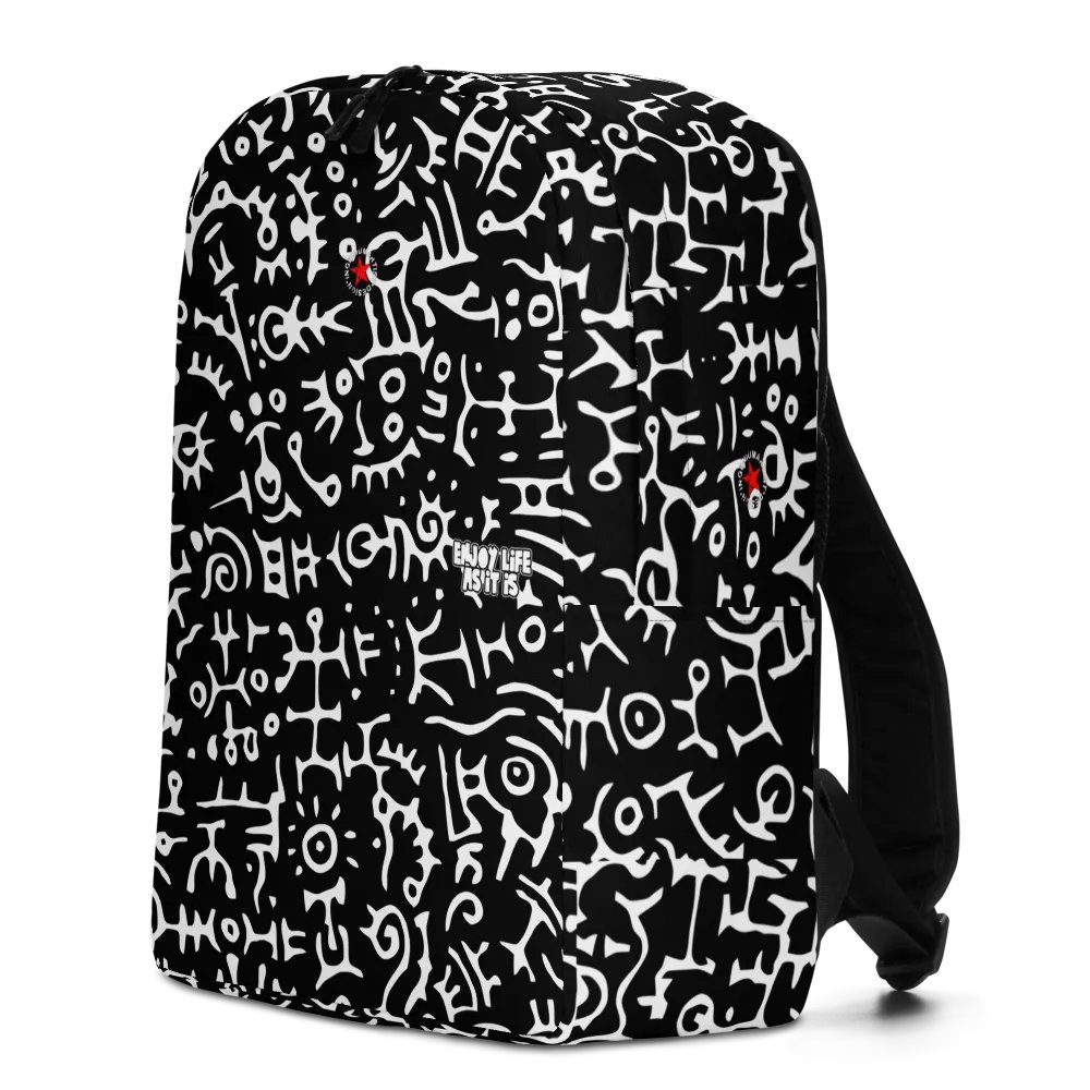 "Signs" Pattern in Black and White, All Over Backpack Design product image (2)
