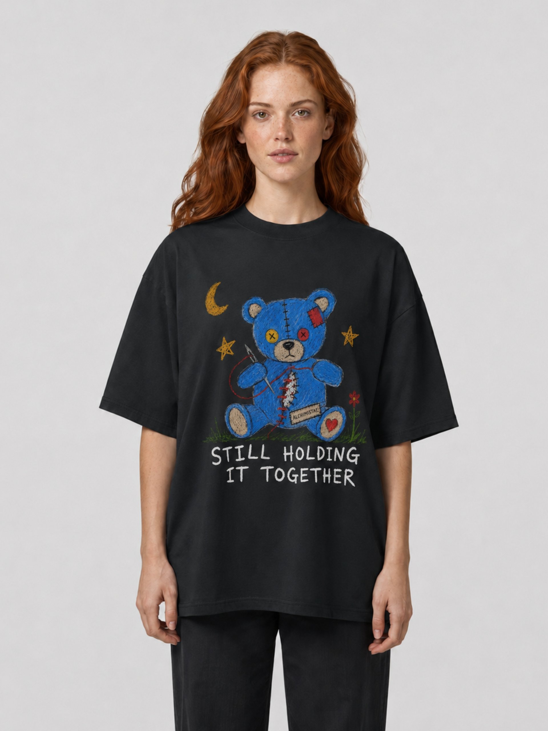 T-Shirt Unisex Oversize Coton Bio Poids Lourd - HOLDING IT TOGETHER product image (2)